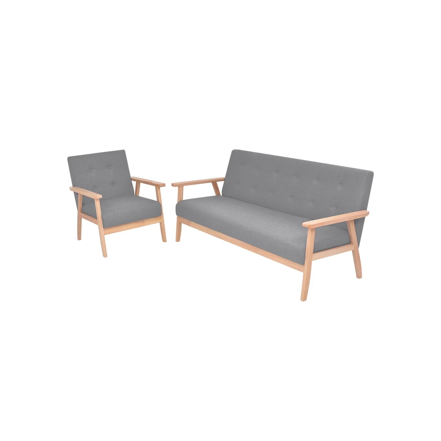 Ensemble de canapés 2 pcs Tissu Gris clair