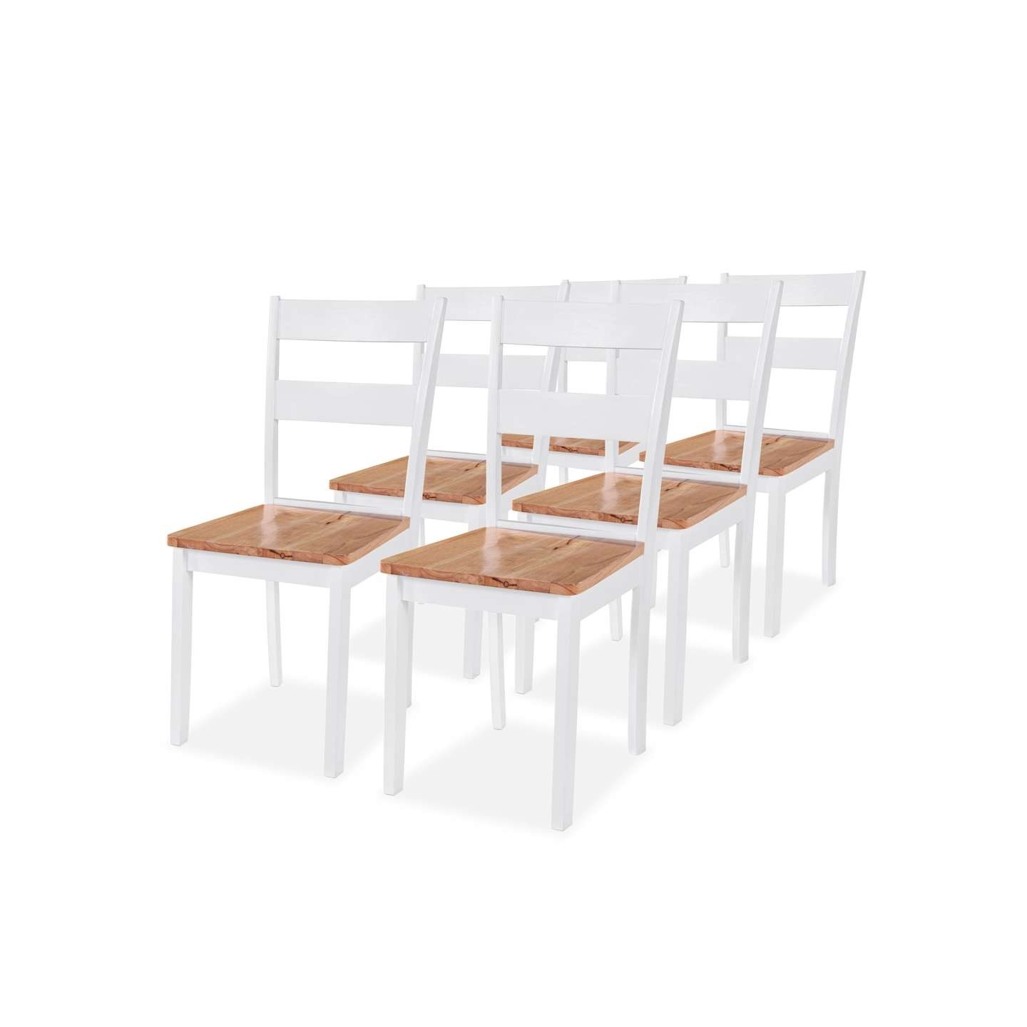 Chaises à manger lot de 6 blanc bois d'hévéa massif