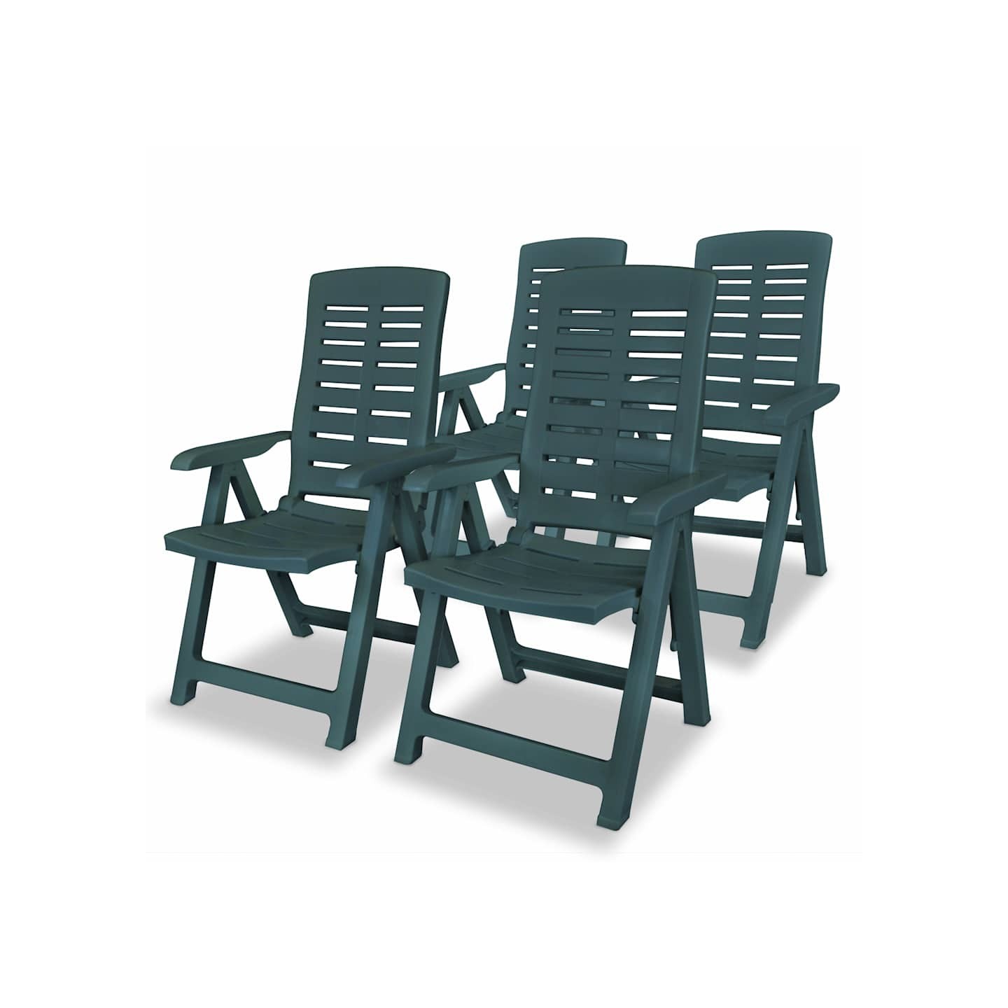 Chaises pliantes inclinables, lot de 4, en plastique vert