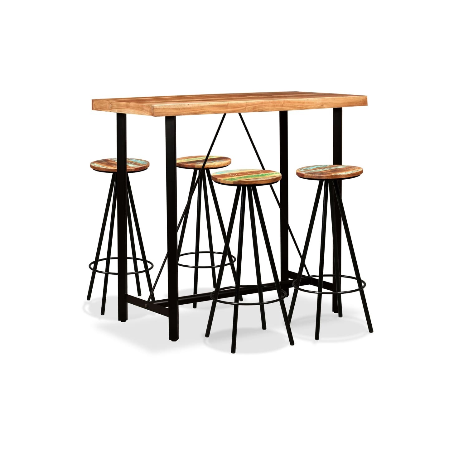 Ensemble de bar 5 pcs Bois d'acacia massif et de récupération