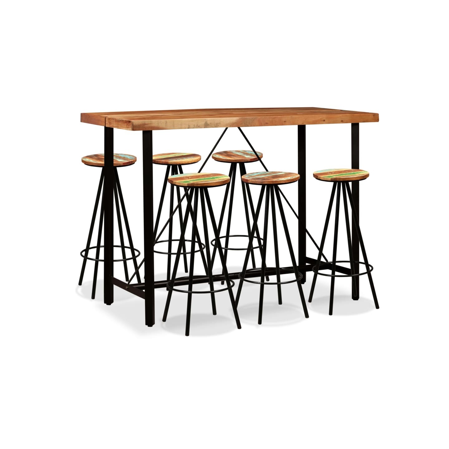 Ensemble de bar 7 pcs Bois d'acacia massif et de récupération