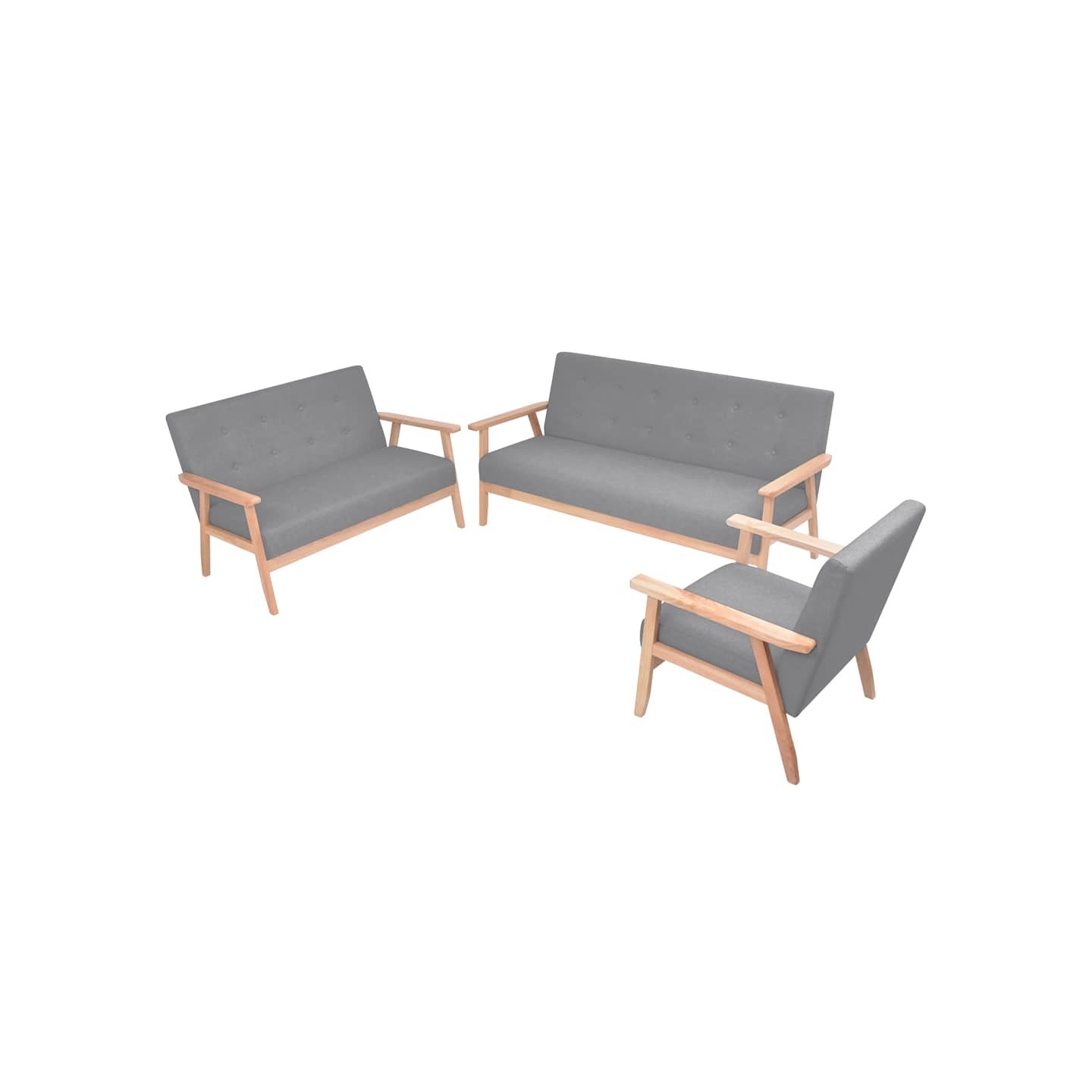 Ensemble de canapés 3 pcs Tissu Gris clair