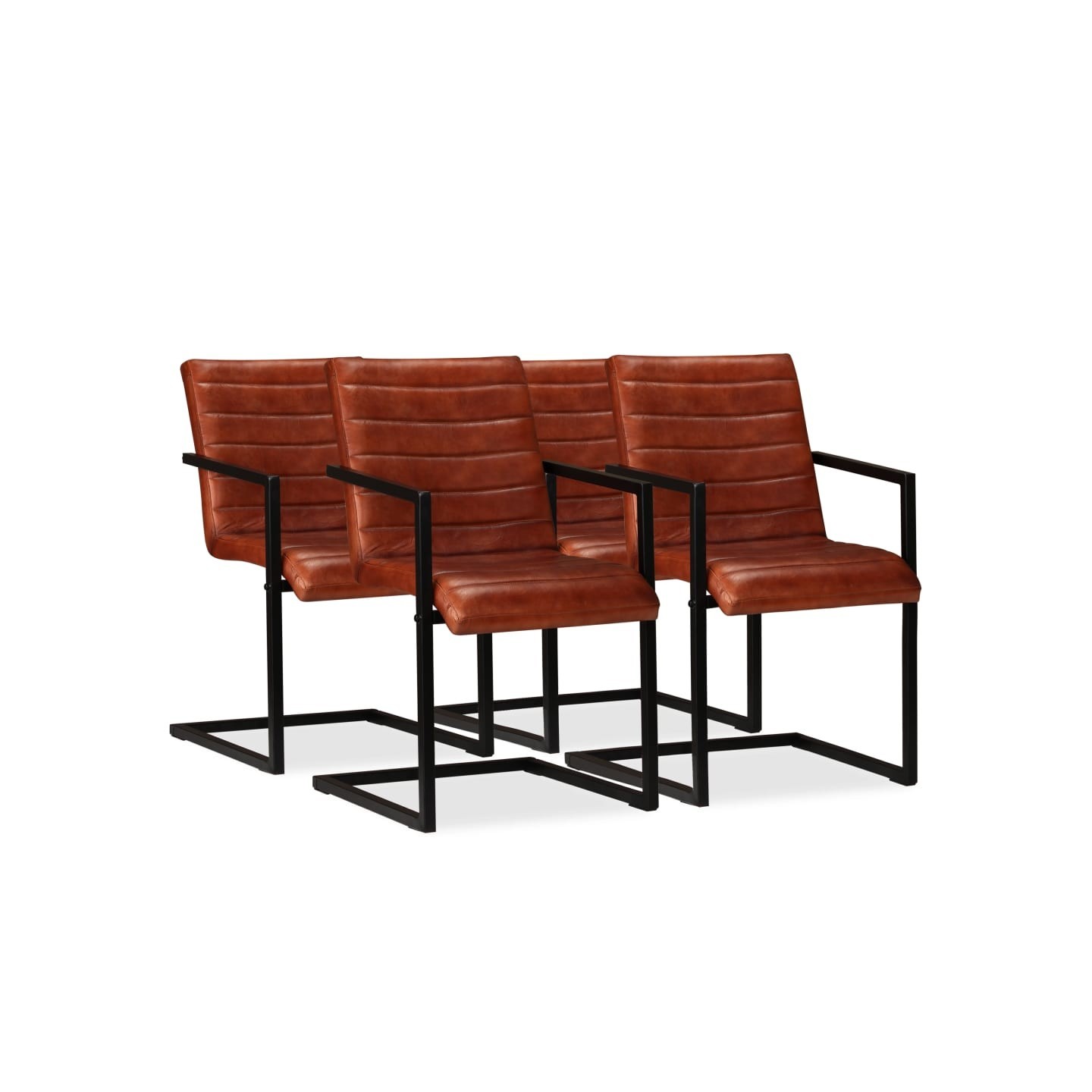 Chaises à manger lot de 4 marron cuir véritable
