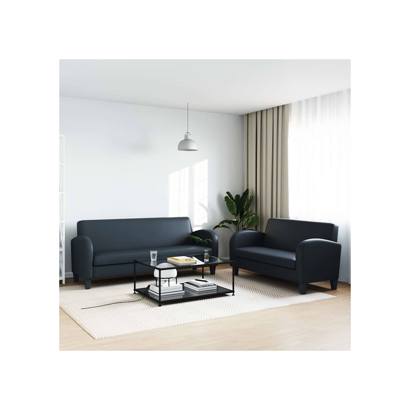 Ensemble de canapés 2 pcs cuir synthétique noir