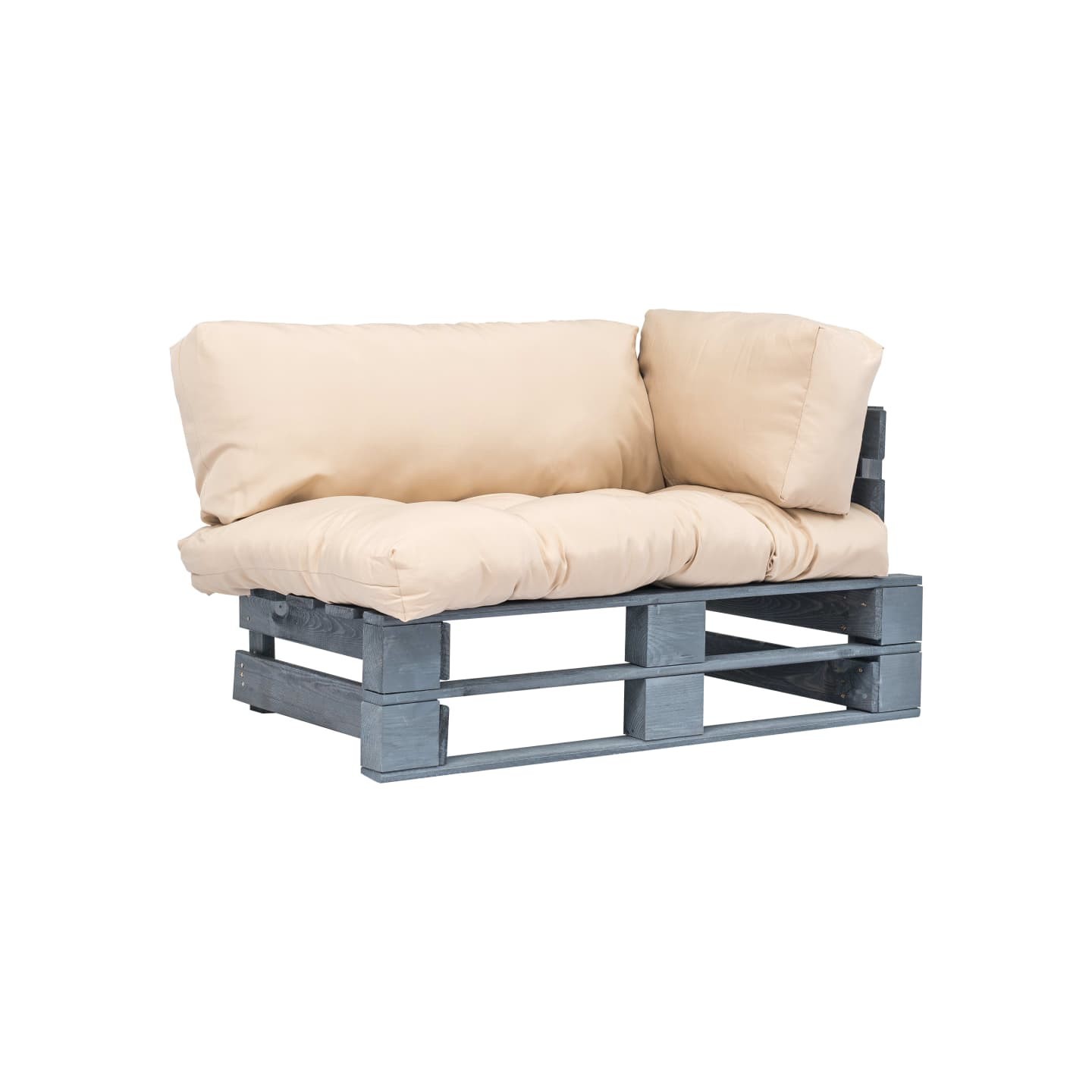 Canapé de jardin palette avec coussins sable Pinède