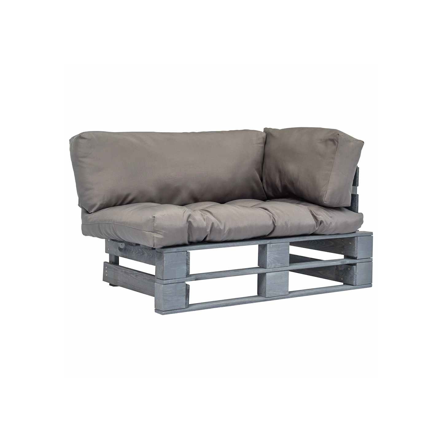 Canapé de jardin palette avec coussins gris Pinède