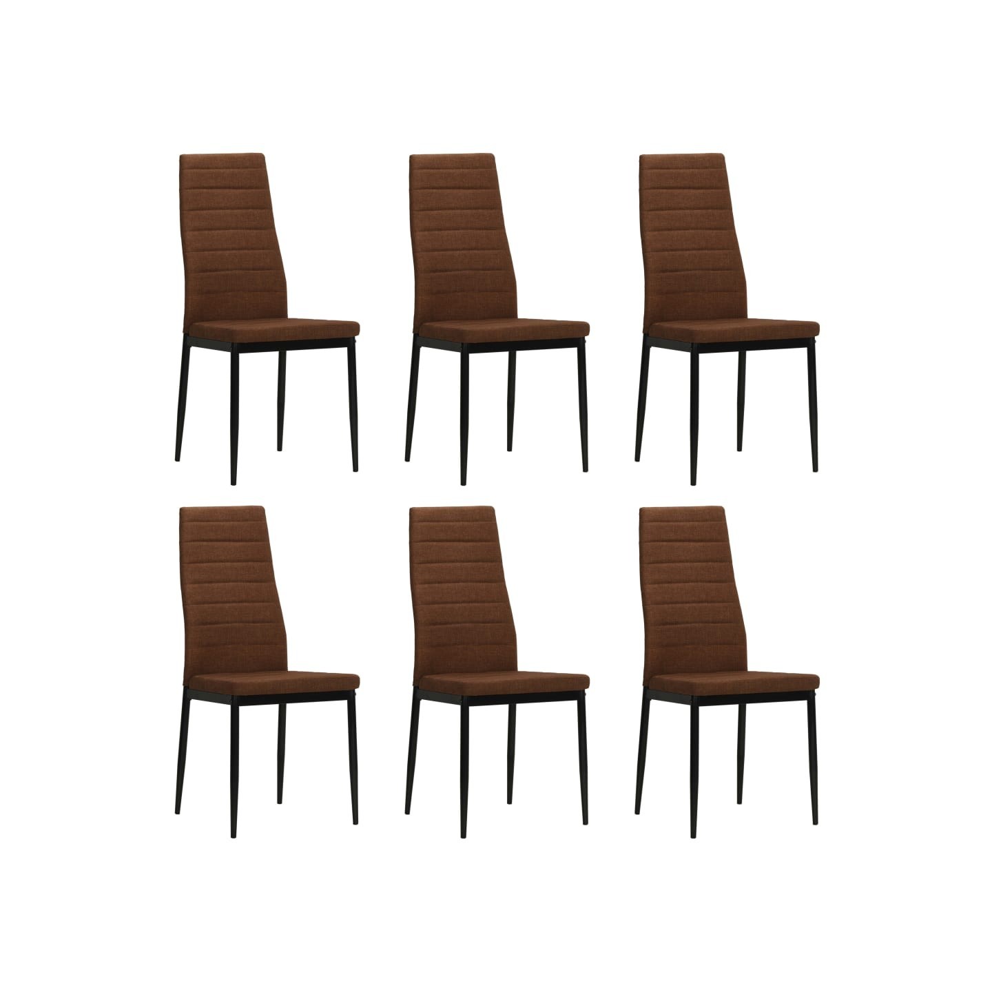 Chaises à manger lot de 6 marron tissu