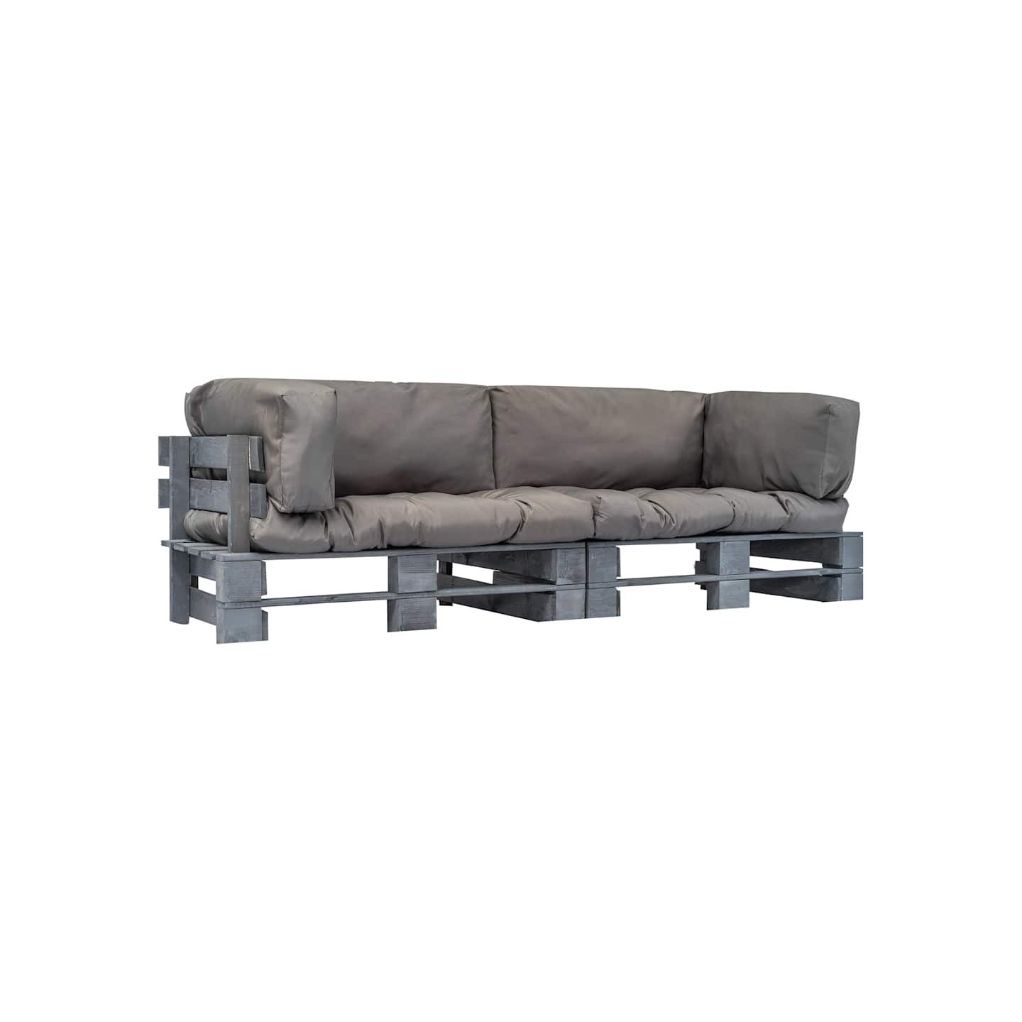 Canapés de jardin palette 2 pcs avec coussins gris Pinède