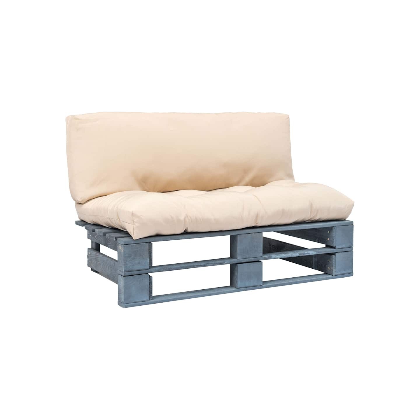 Canapé de jardin palette avec coussins sable Pinède