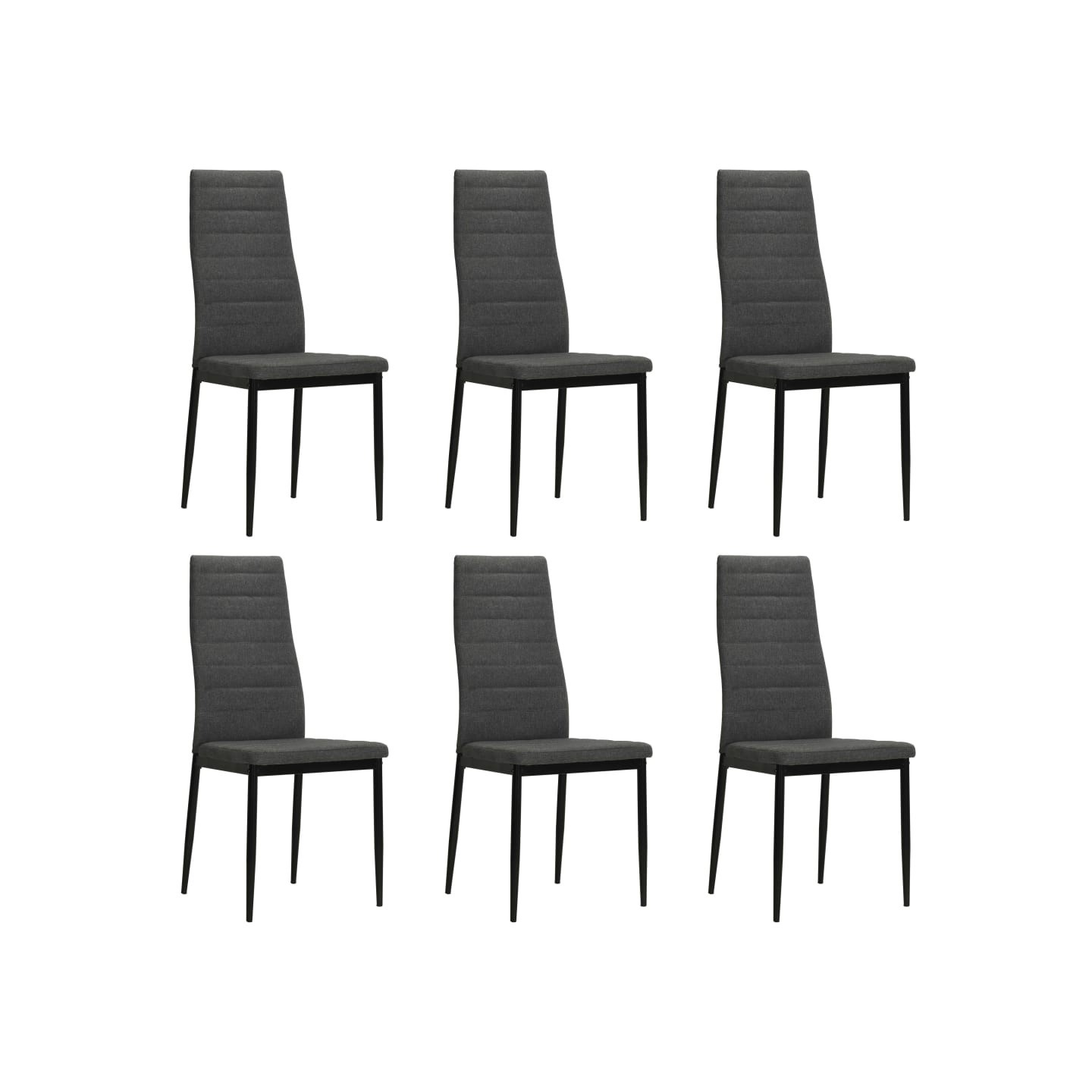 Chaises à manger lot de 6 gris foncé tissu