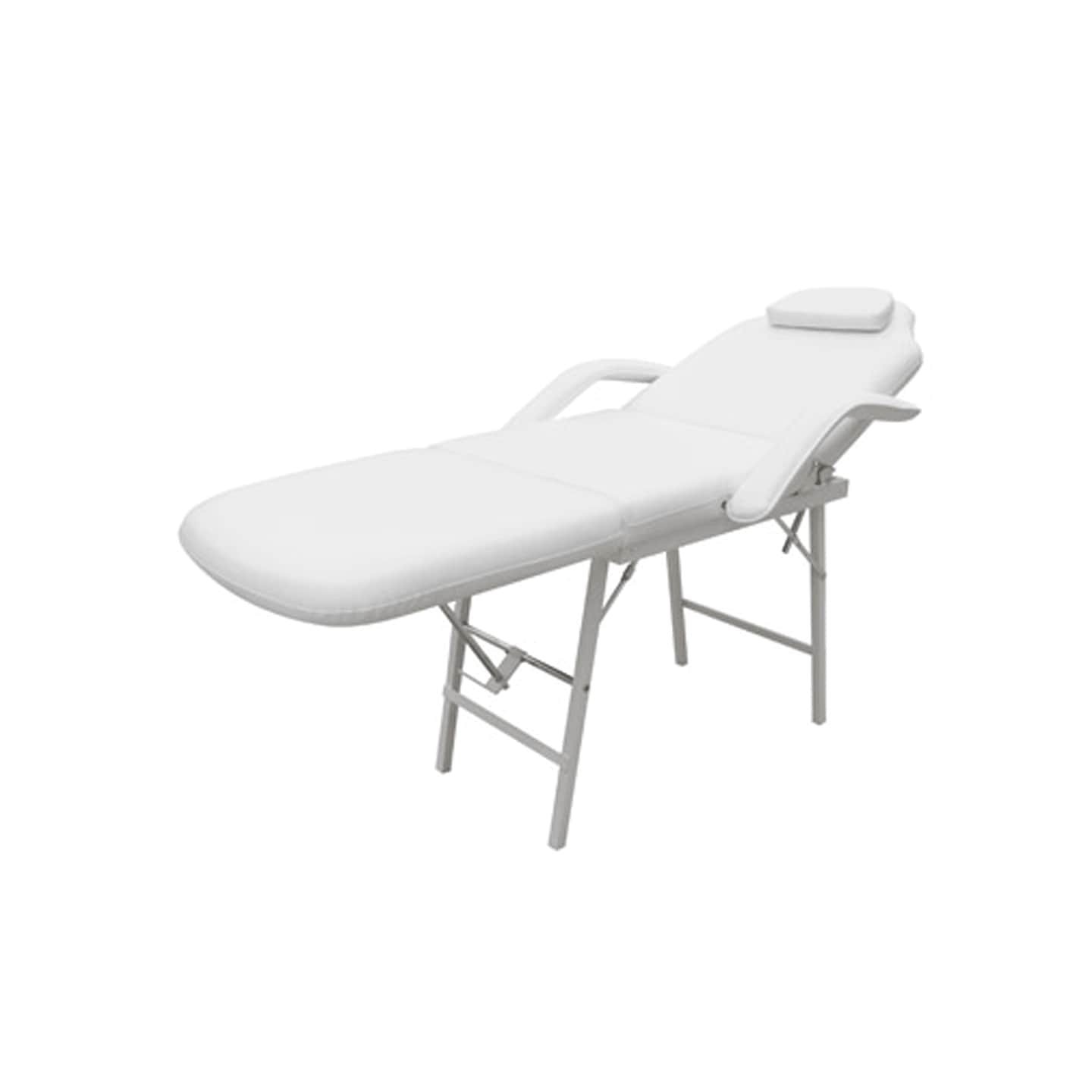 Lit de massage facial réglable Blanc Cuir synthétique