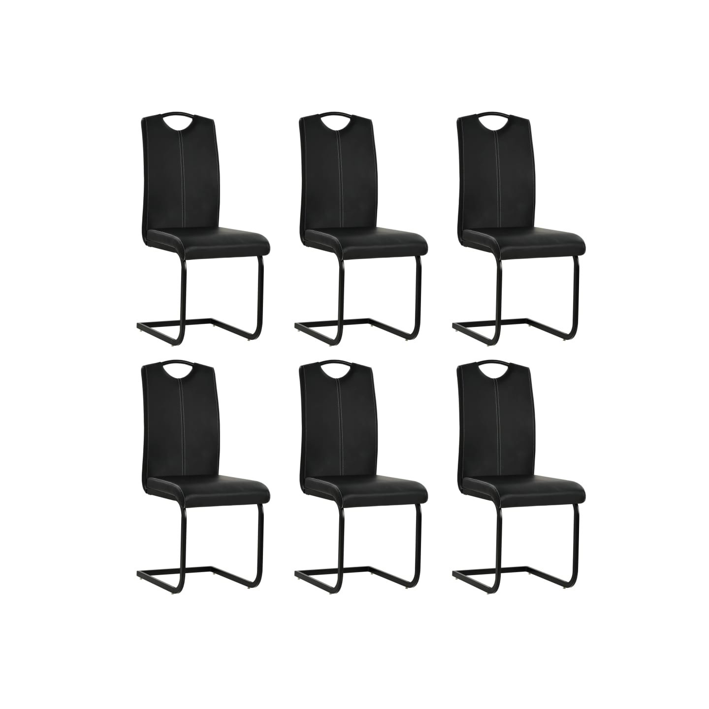Chaises à manger cantilever lot de 6 noir similicuir