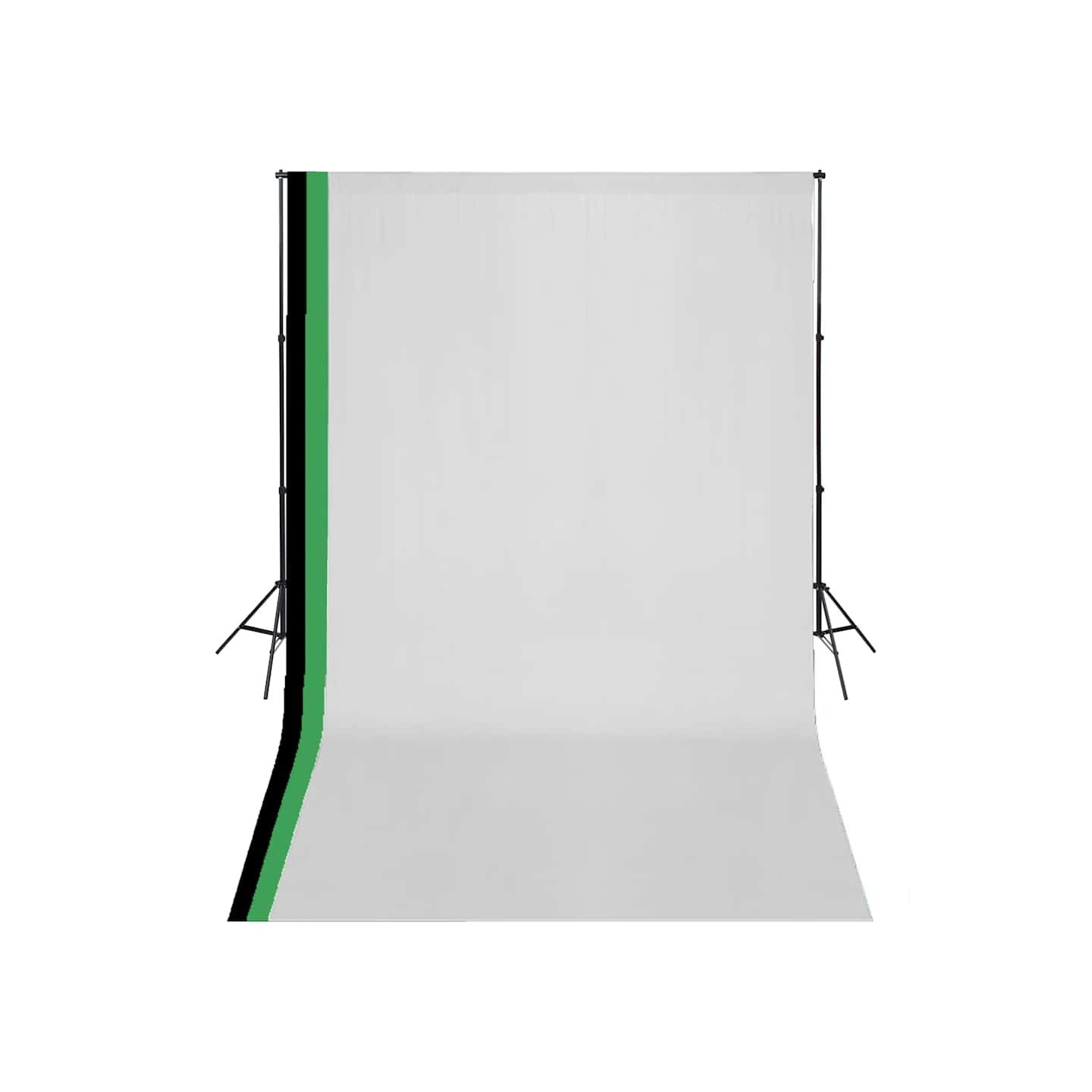 Kit de studio photo et 3 toiles de fond réglables Coton 3x5 m