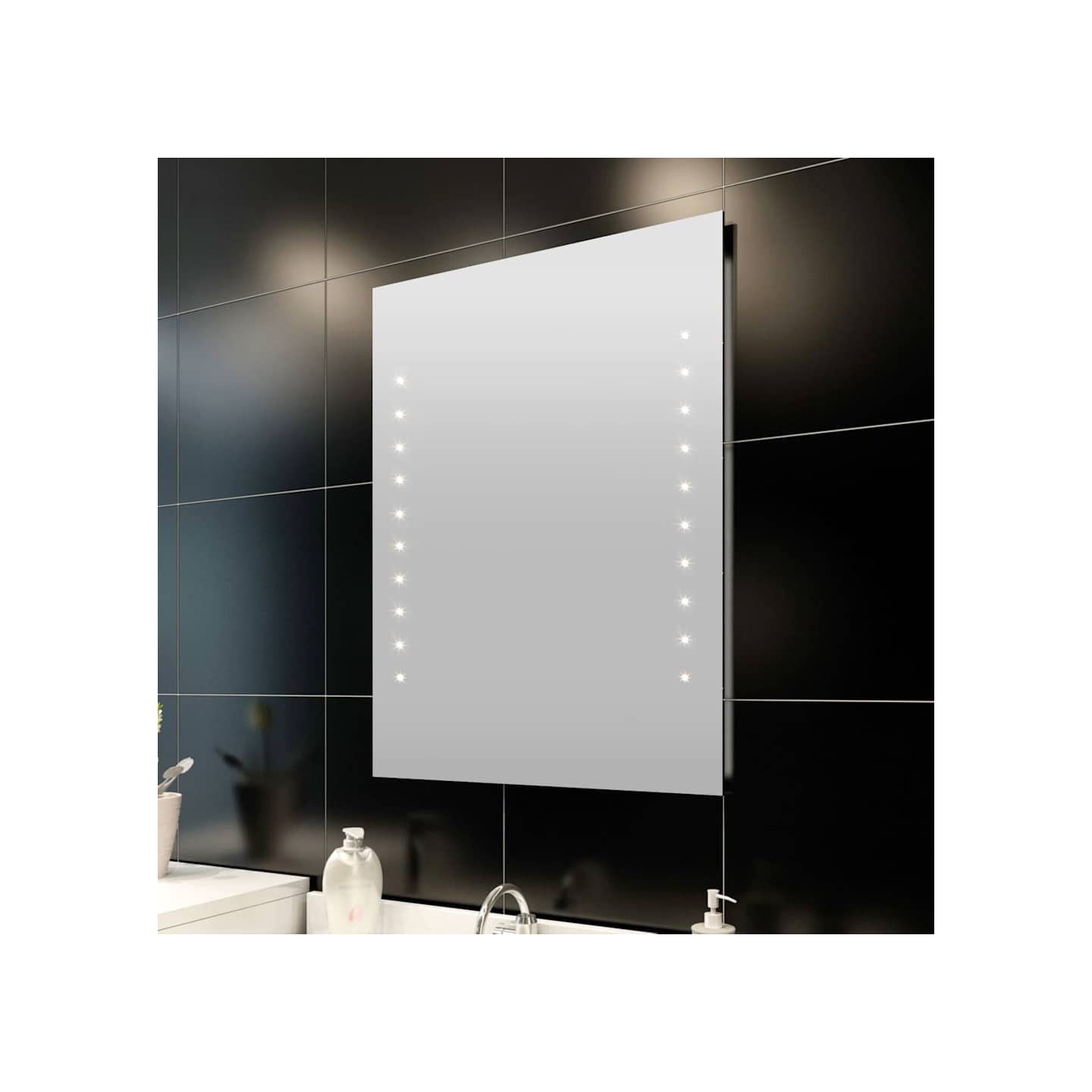 Miroir de salle de bain 60 x 80 cm avec lumières LED