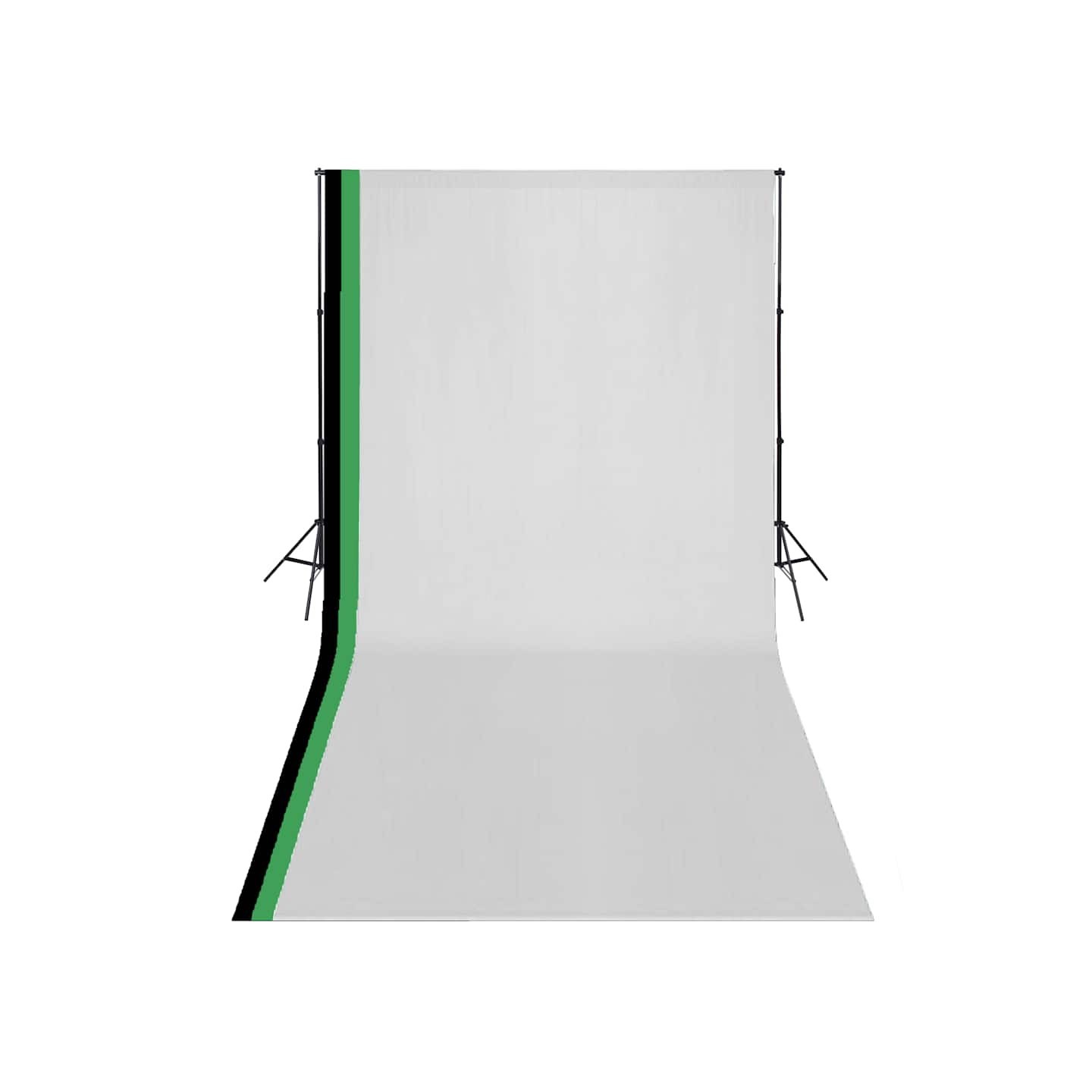 Kit de studio photo et 3 toiles de fond réglables Coton 3x6 m