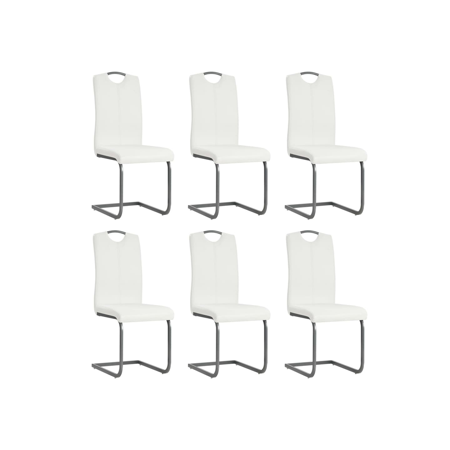 Chaises à manger cantilever lot de 6 blanc similicuir