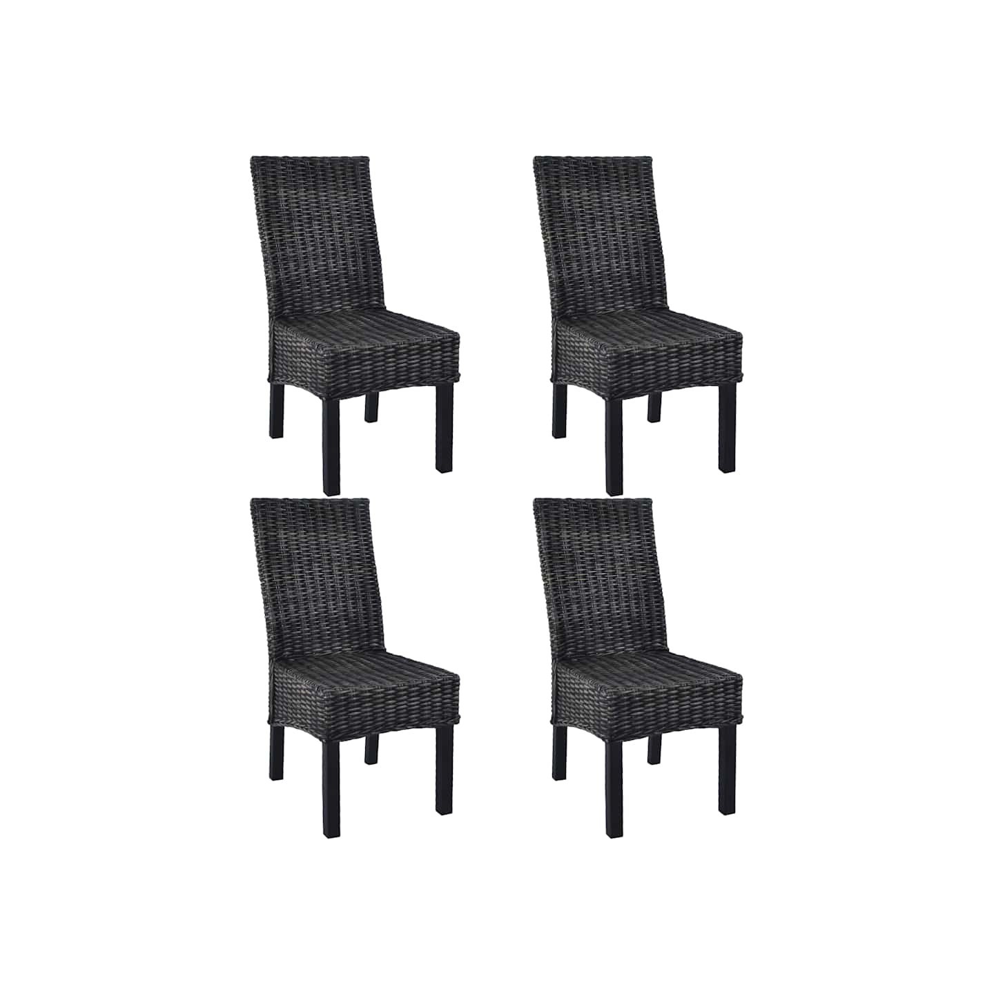 Chaises à manger lot de 4 noir rotin Kubu et bois de manguier