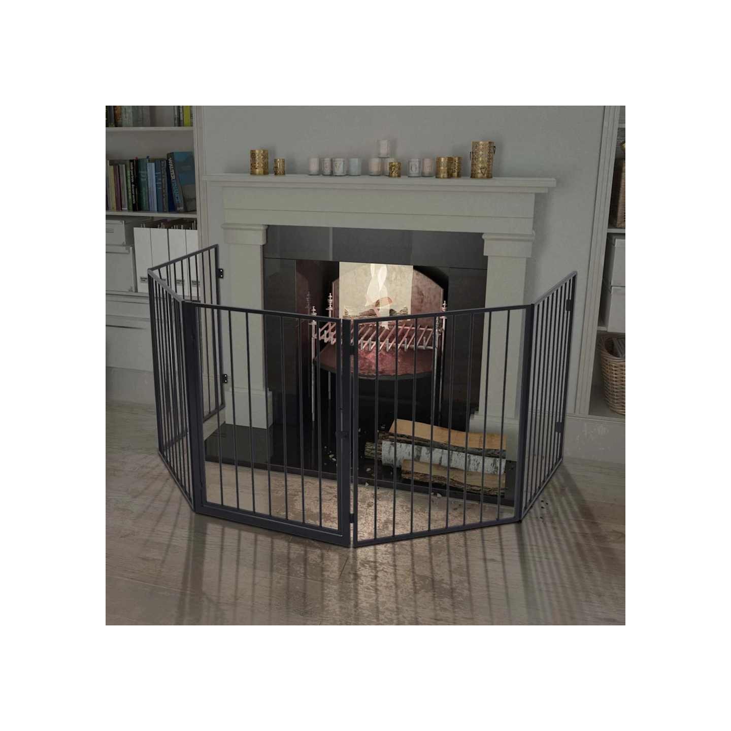 Clôture de cheminée pour animaux de compagnie Noir Acier