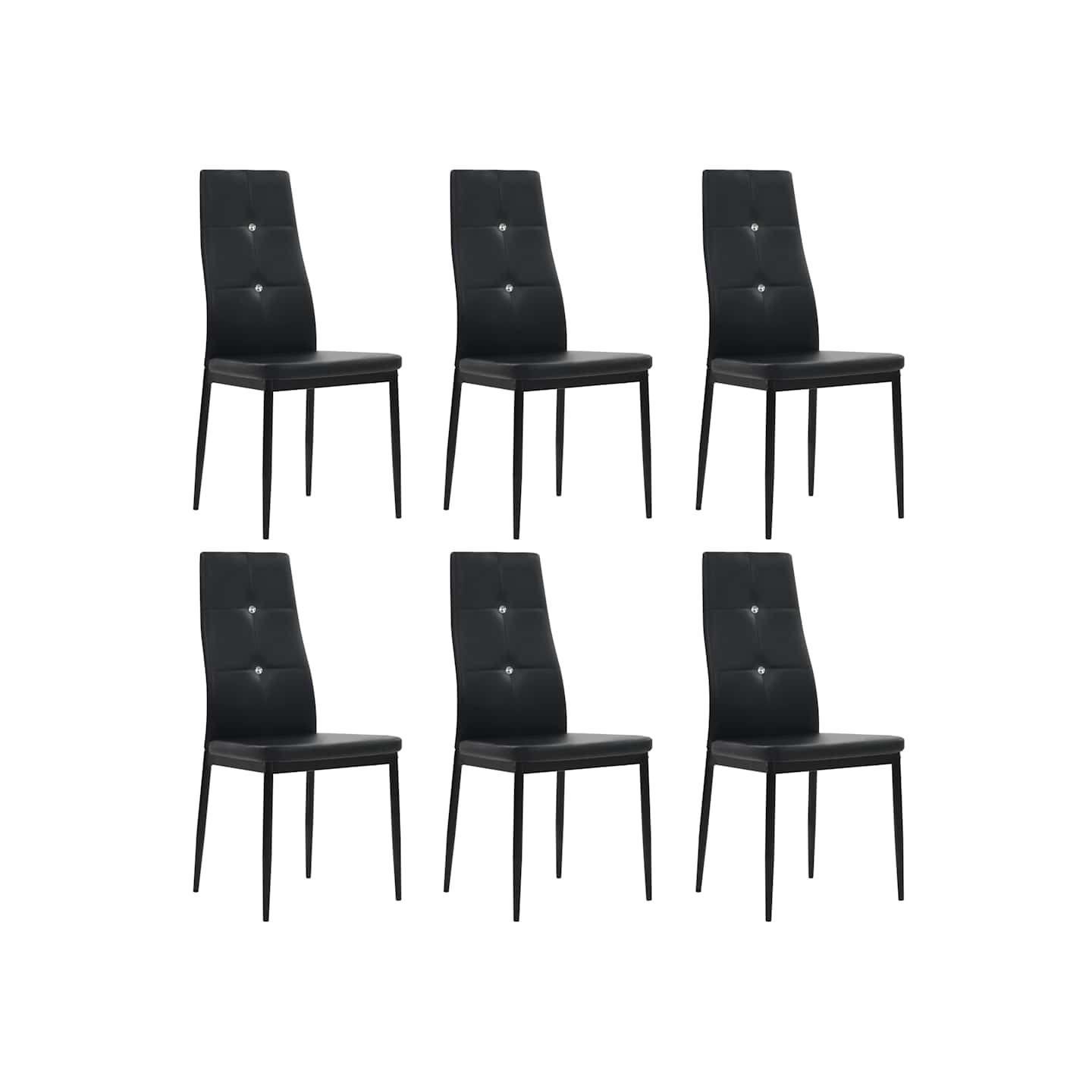 Chaises à manger lot de 6 noir similicuir