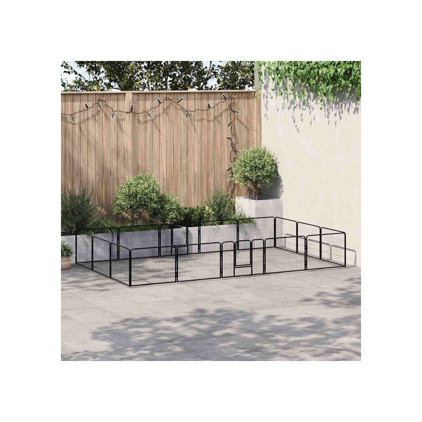 Parc pour chiens 16 panneaux Acier 60 x 80 cm Noir
