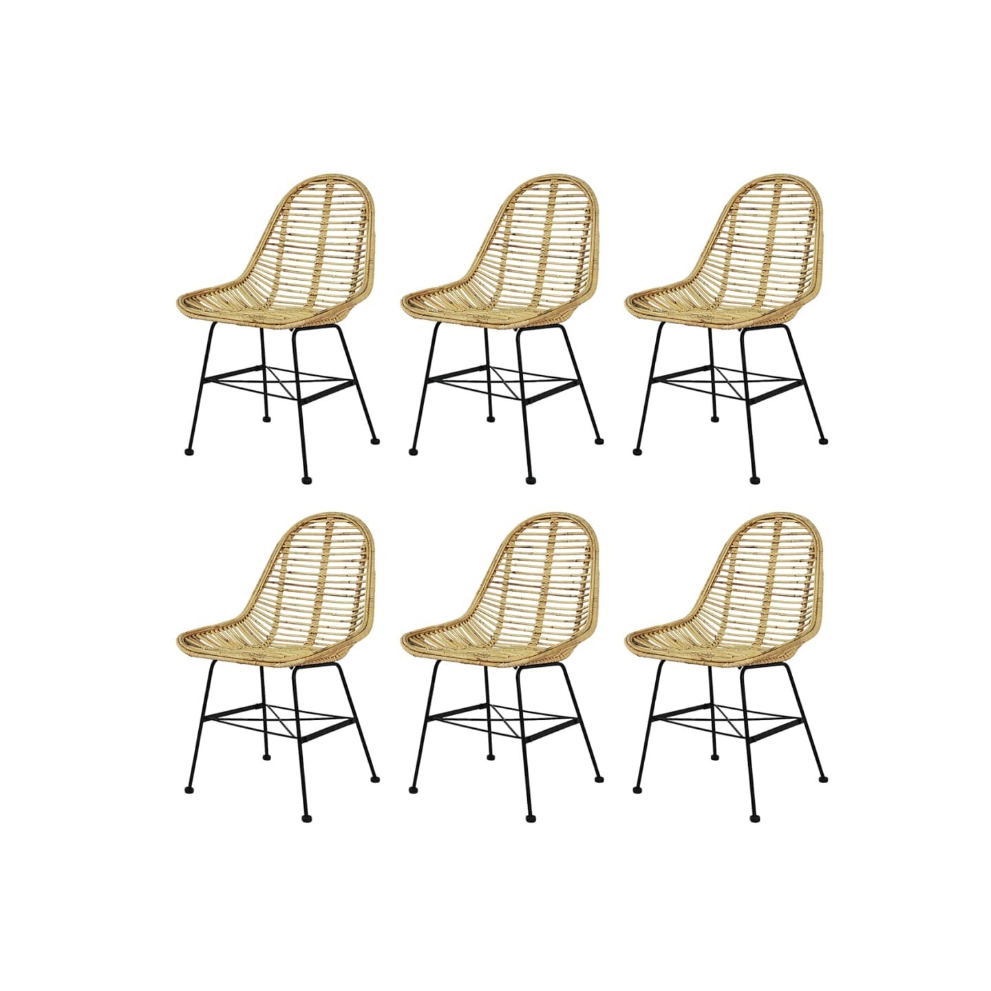 Chaises à manger lot de 6 rotin naturel