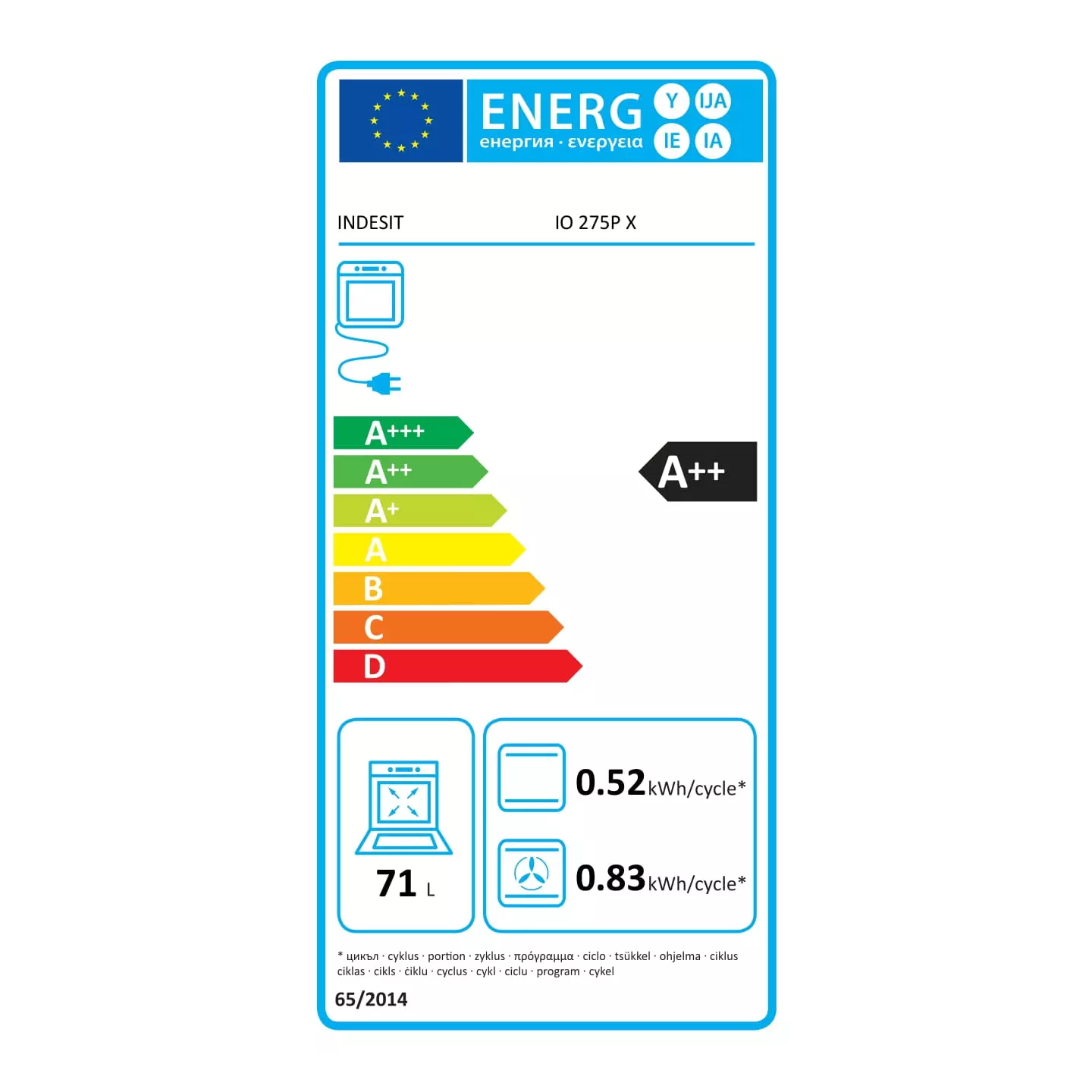 Four pyrolyse Indesit IO275PX 71 L A++ inox | Nimestore