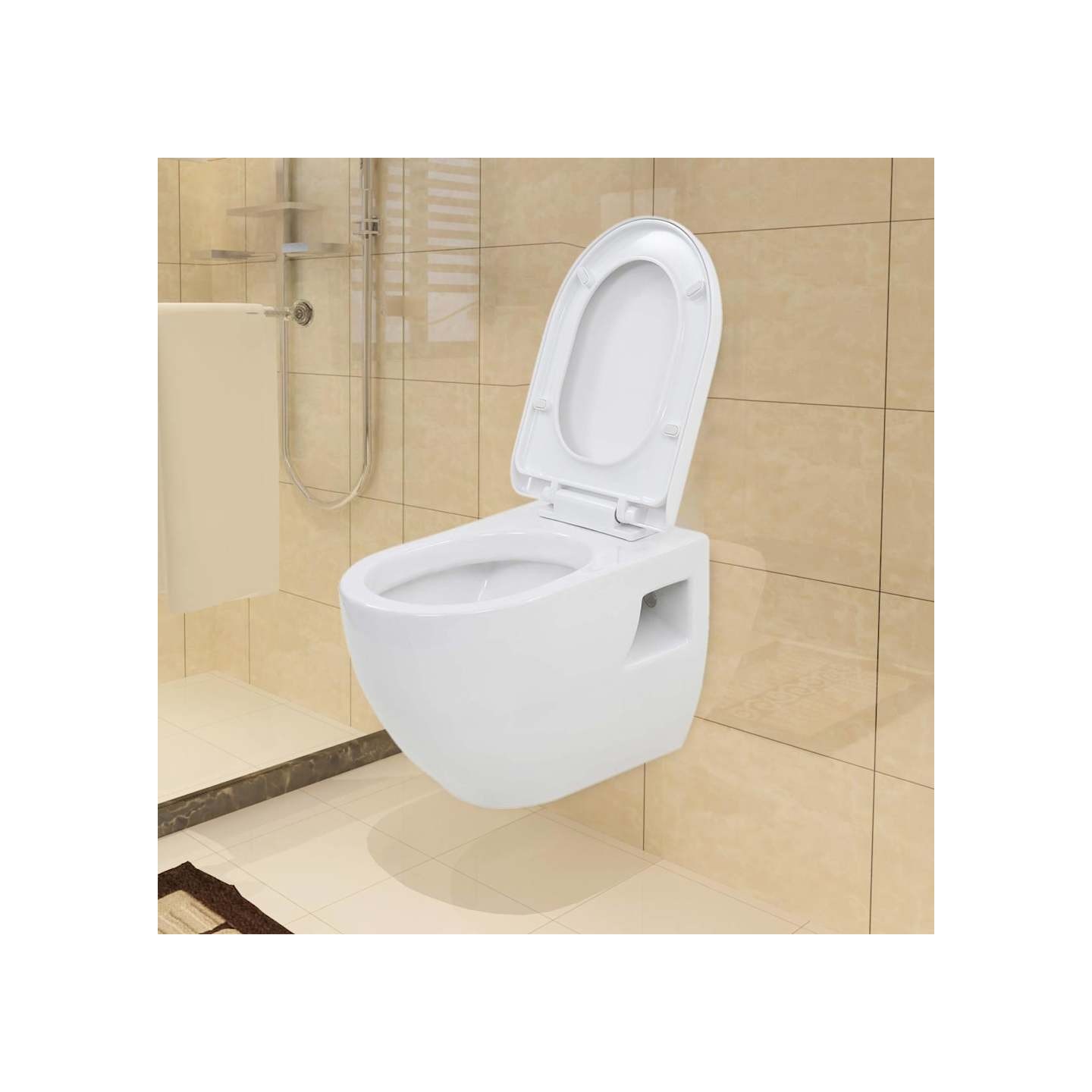 Toilette murale avec réservoir de chasse caché Céramique Blanc