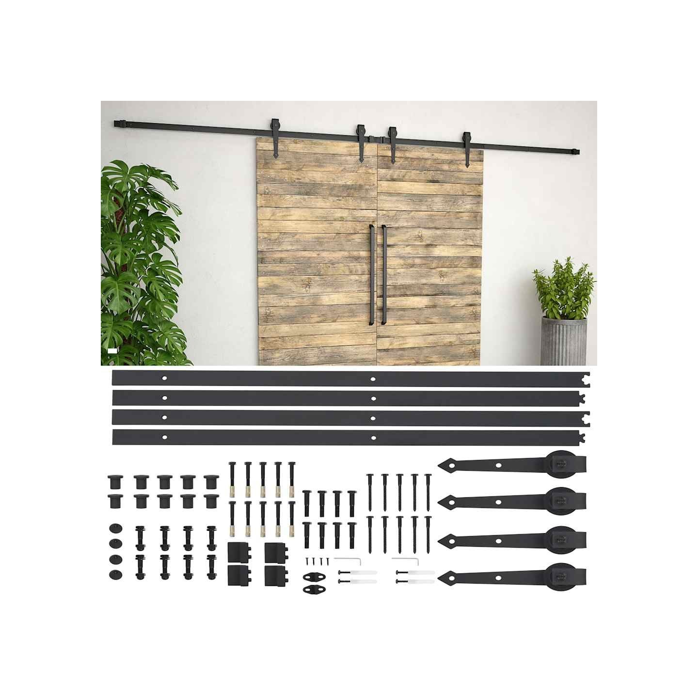 Kit de matériel pour porte coulissante 2 x 183 cm Acier Noir