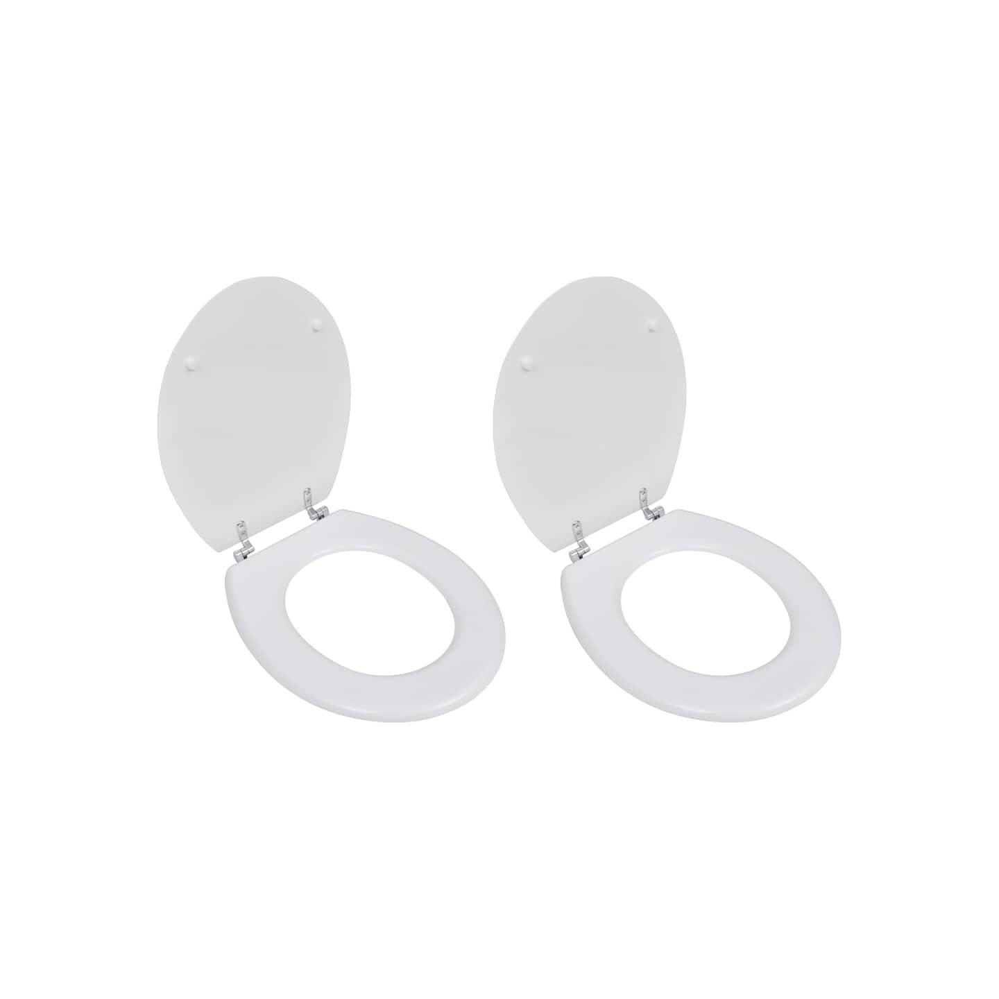 Sièges de toilette avec couvercles 2 pcs MDF Blanc