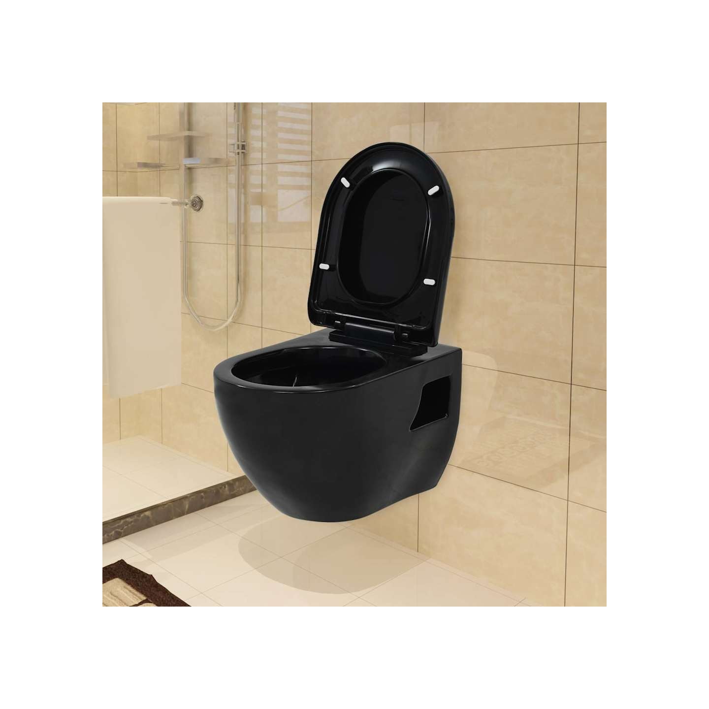 Toilette suspendue au mur avec réservoir caché Céramique Noir