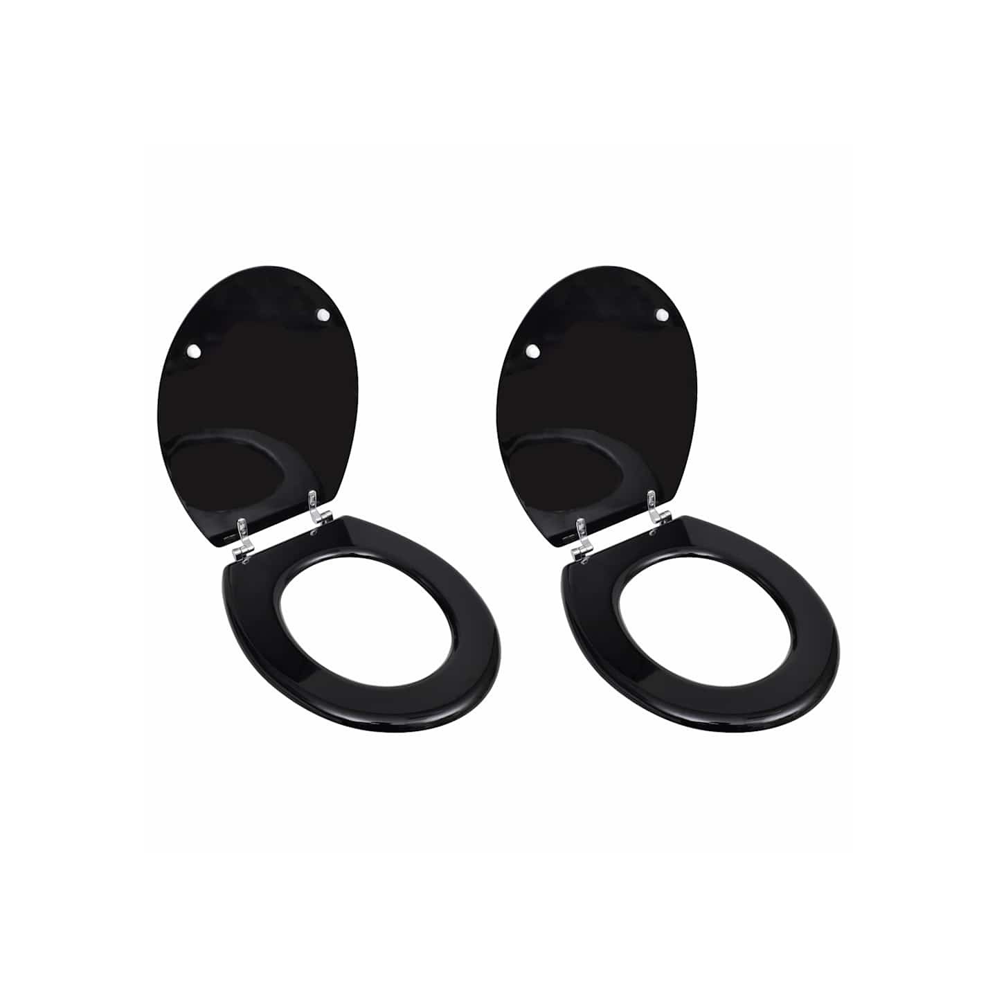 Sièges de toilette avec couvercles 2 pcs MDF Noir