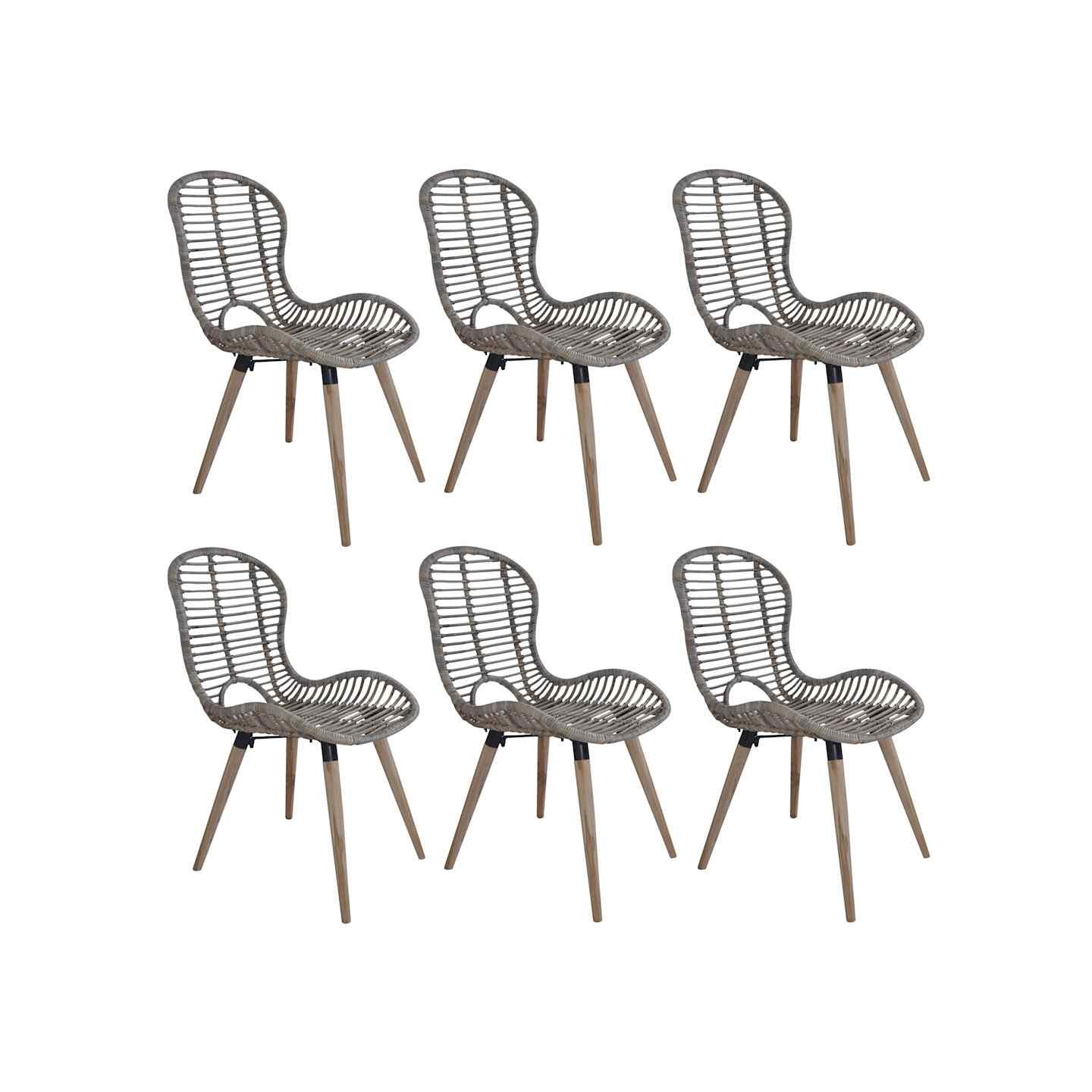Chaises à manger lot de 6 marron rotin naturel
