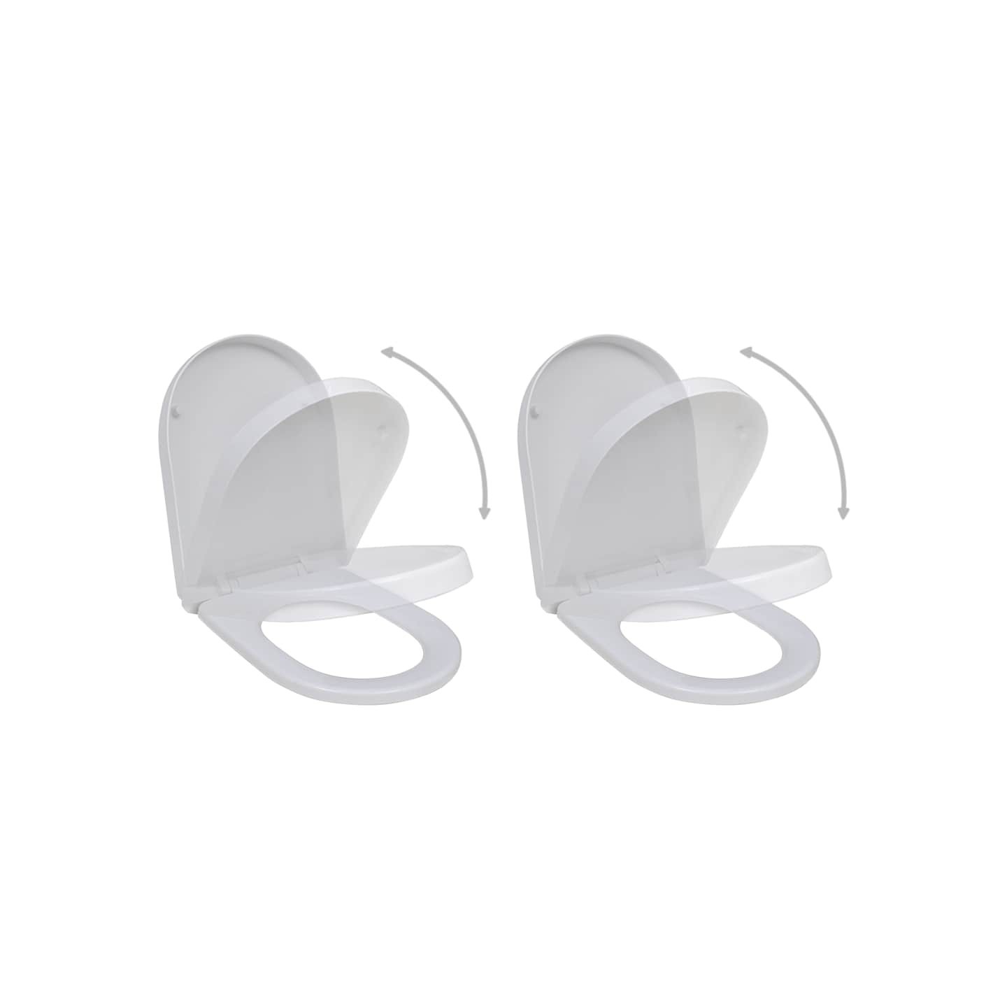 Sièges de toilette avec couvercles 2 pcs Plastique Blanc