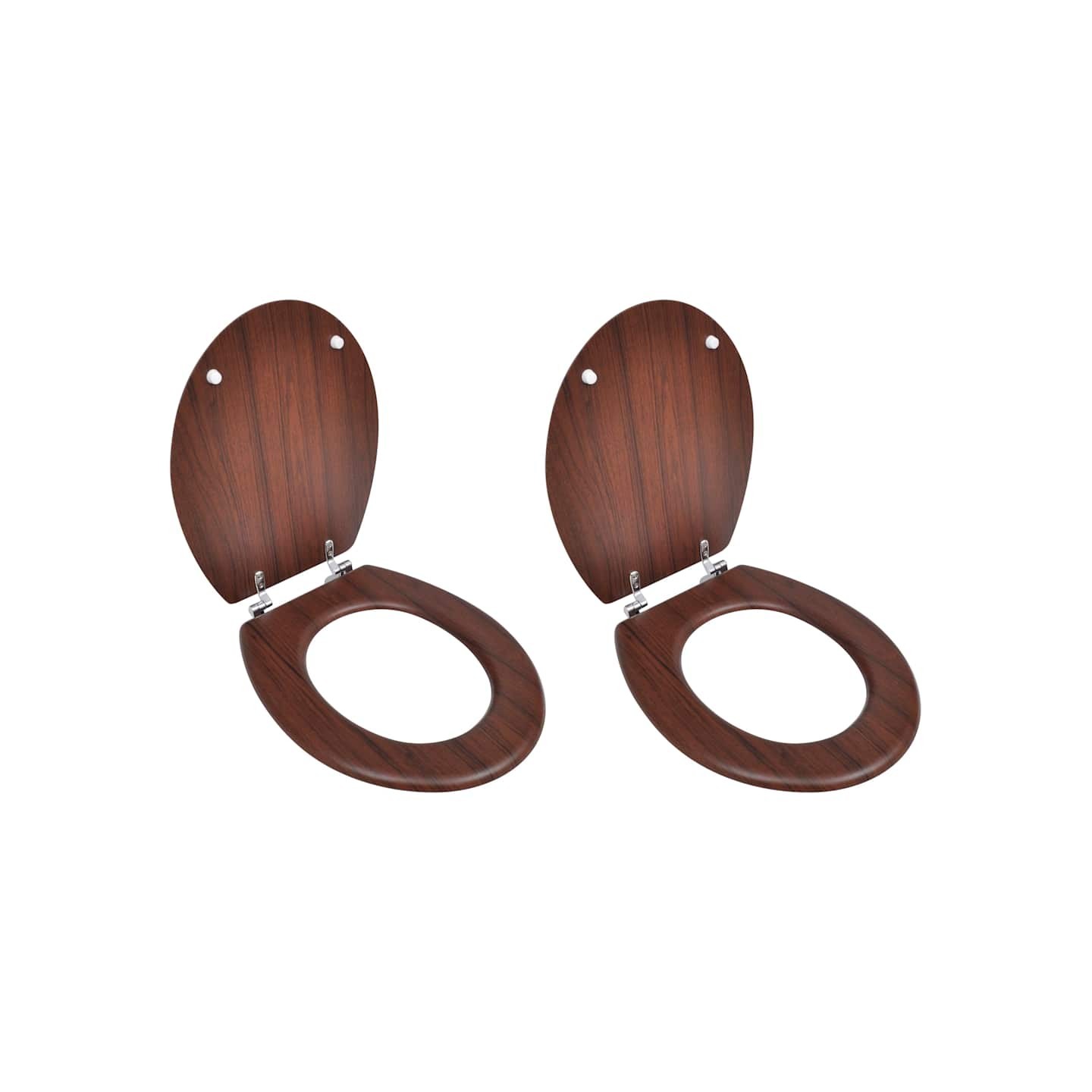 Sièges de toilette avec couvercles 2 pcs MDF Marron