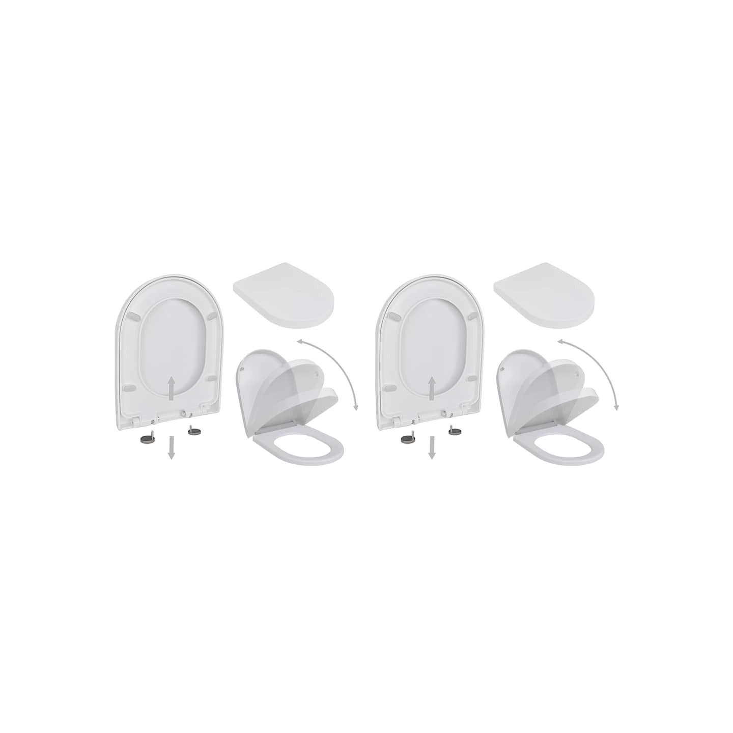Abattant WC avec frein de chute 2 pcs Plastique Blanc