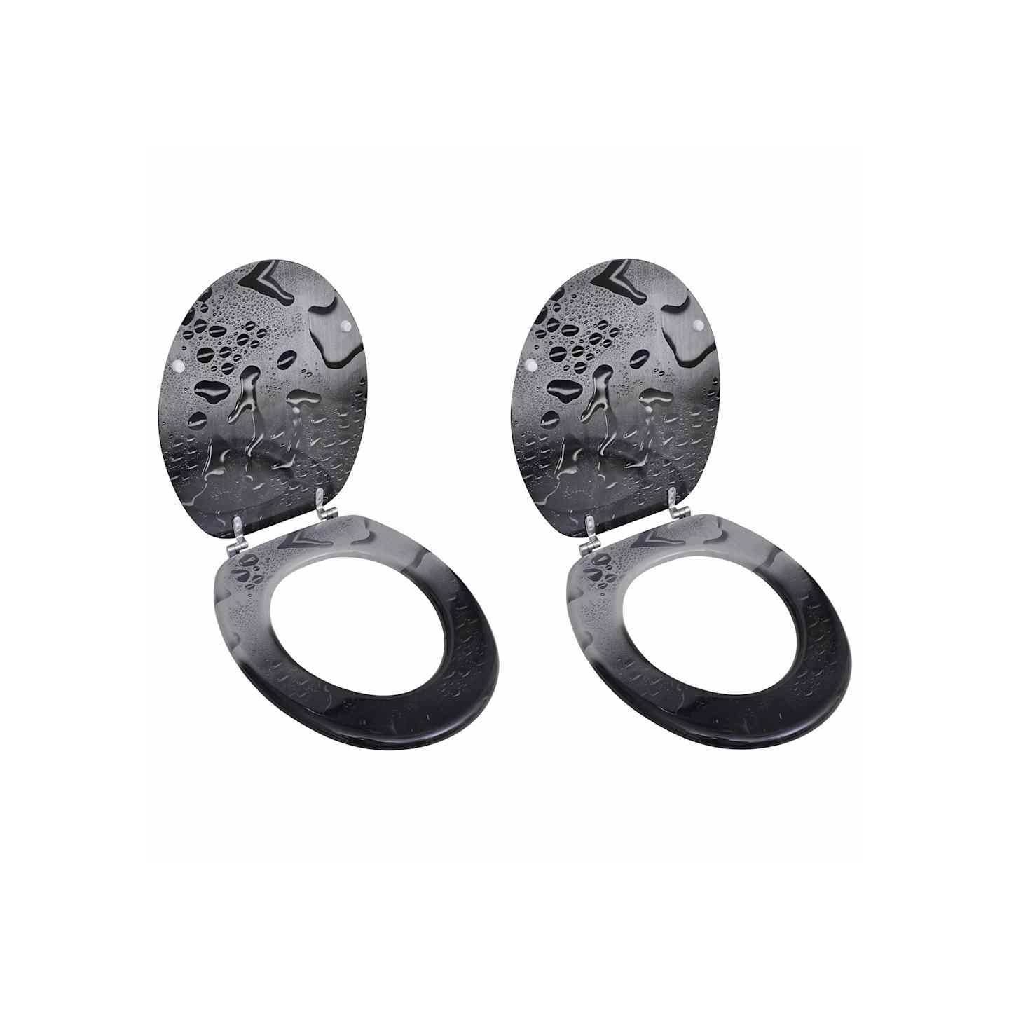 Sièges de toilette avec couvercles 2 pcs MDF Goutte d'eau