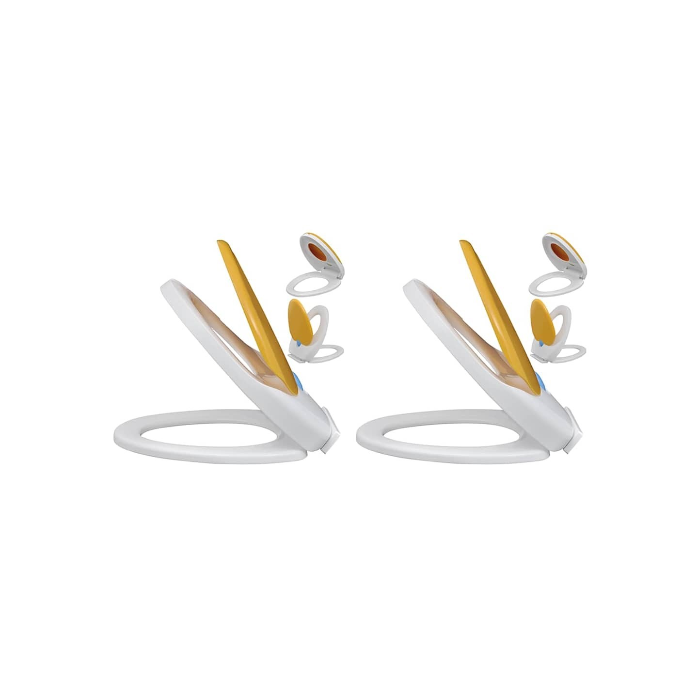 Sièges de toilette et couvercles 2 pcs Plastique Blanc et jaune