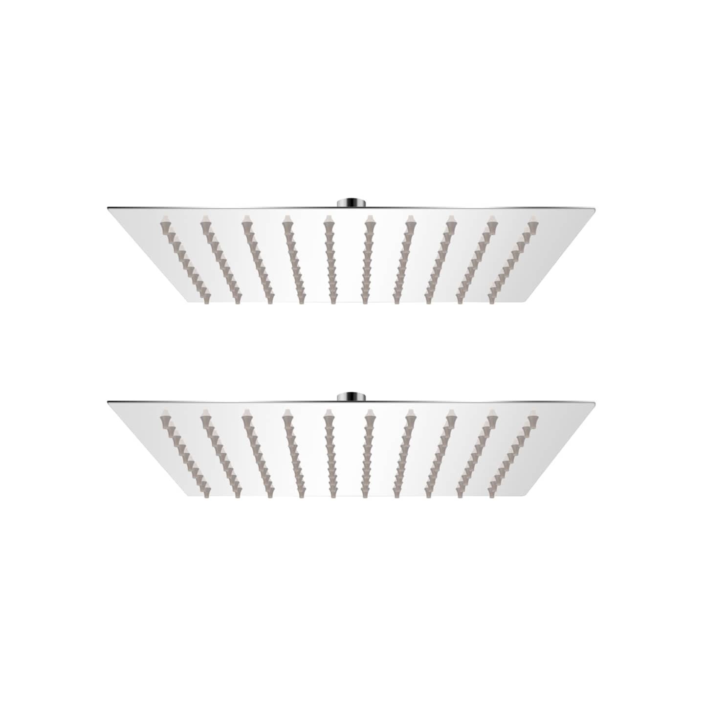 Pomme de douche plongeante 2 pcs Acier inoxydable 20x20 cm