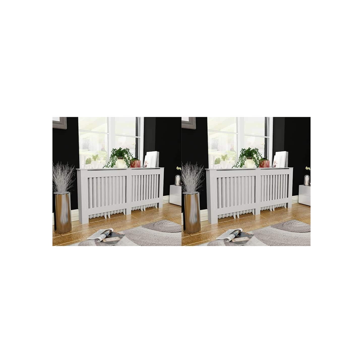 Cache-radiateurs 2 pcs blanc bois d'ingénierie 172 cm