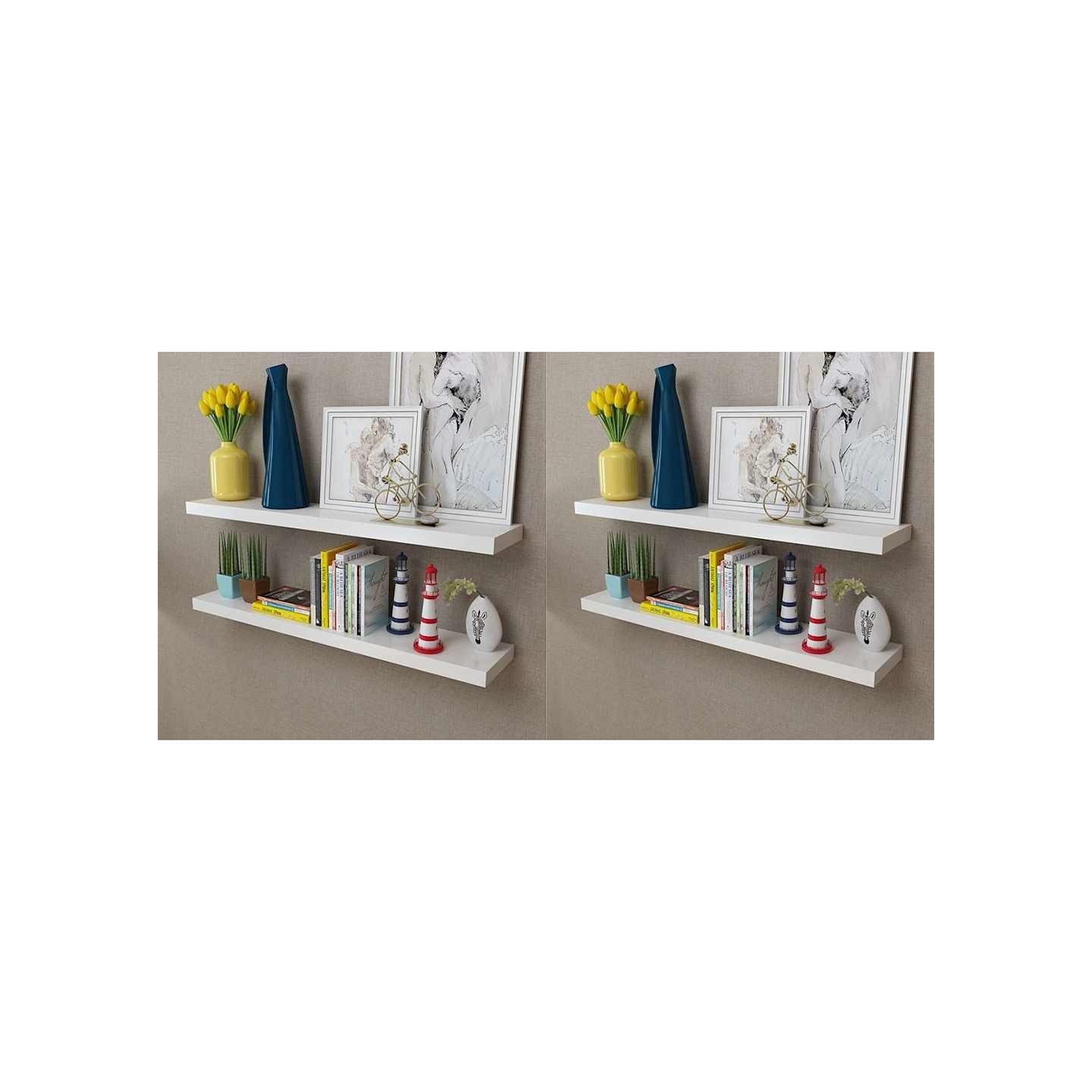 Étagères murales 4 pcs Blanc 100 cm