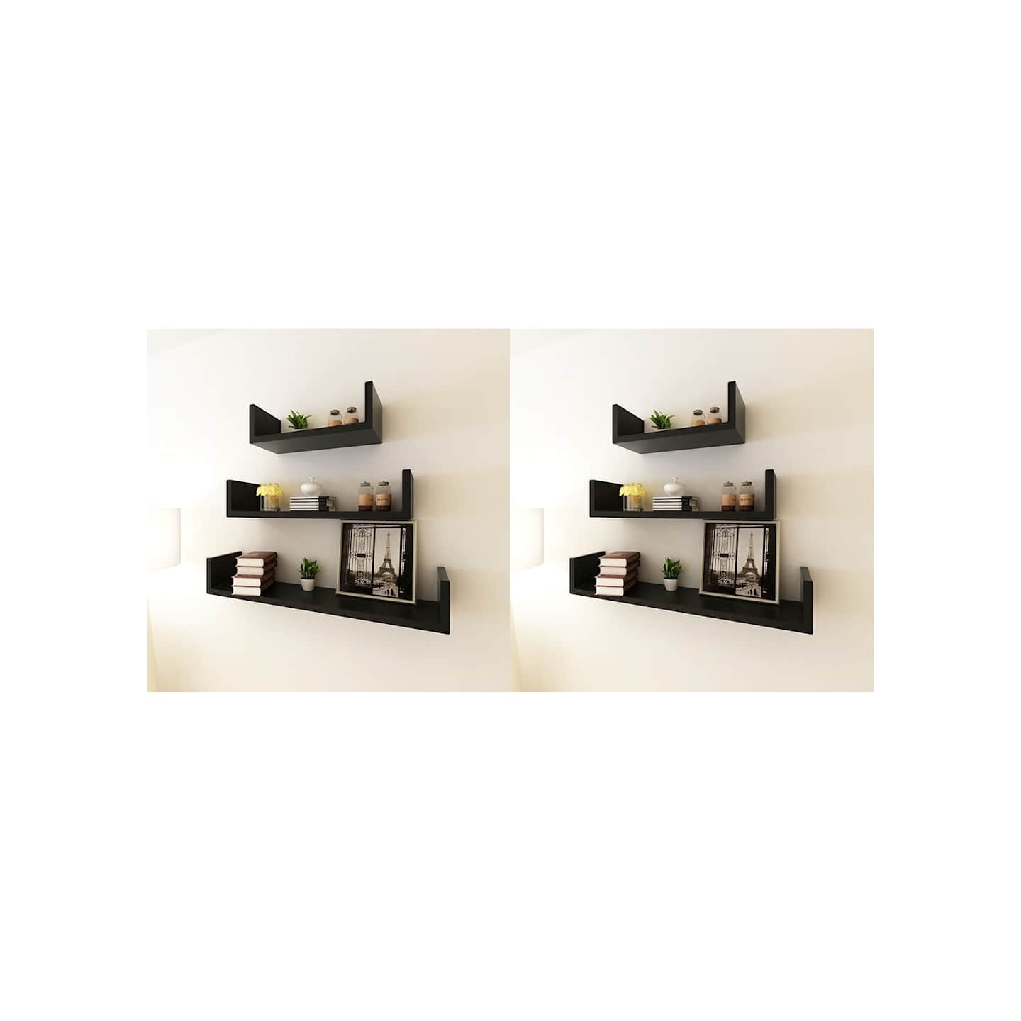 Étagères murales 6 pcs Noir