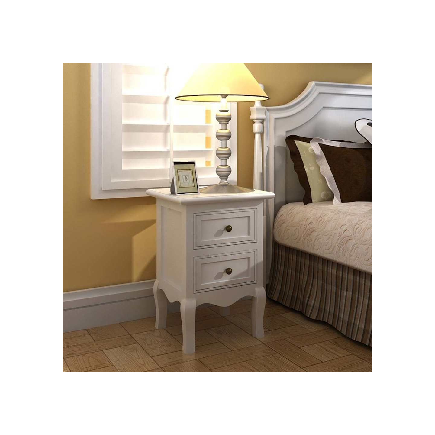 Tables de chevet 4 pcs avec 2 tiroirs MDF Blanc