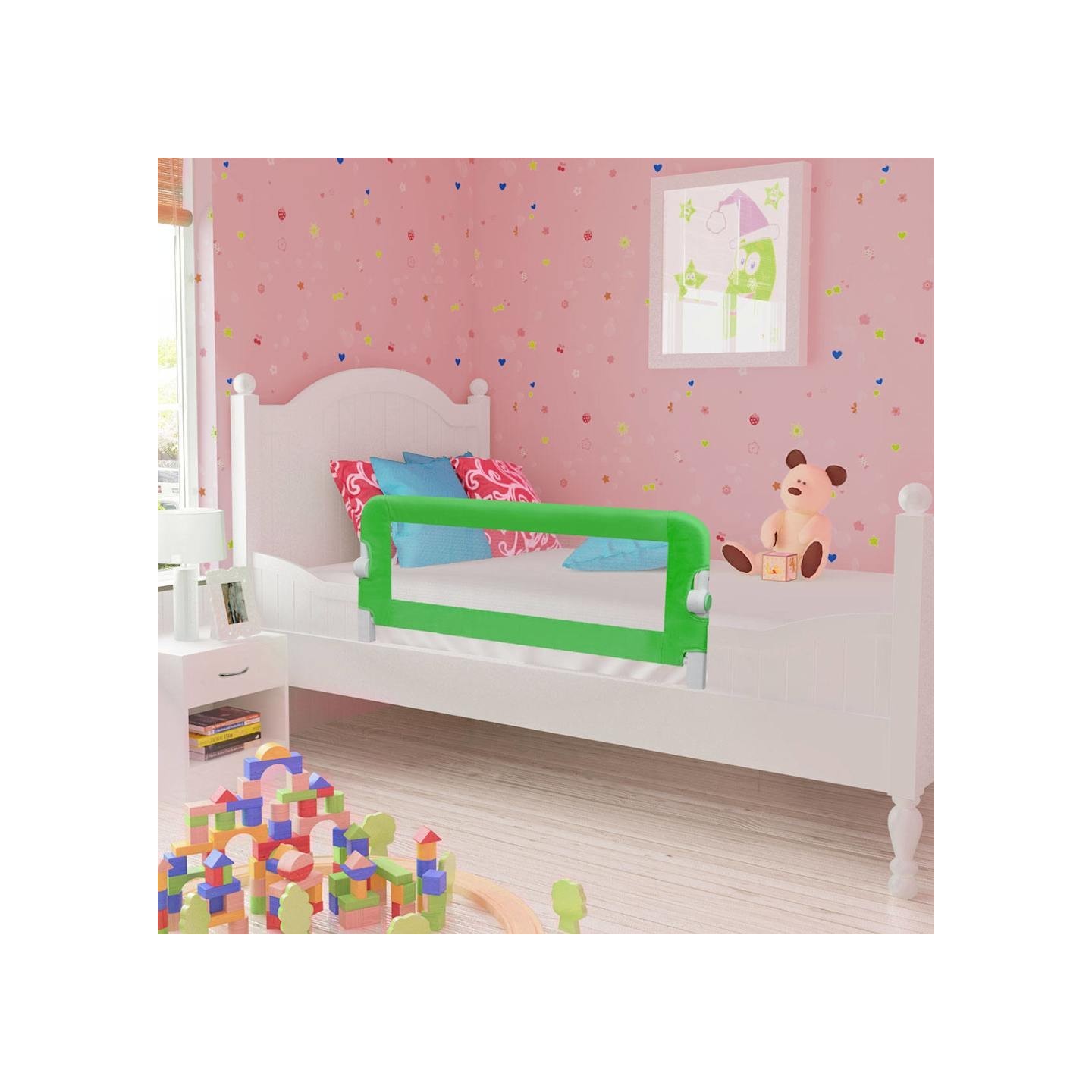 Barrière de lit de sécurité pour tout-petits 2pcs Vert 102x42cm