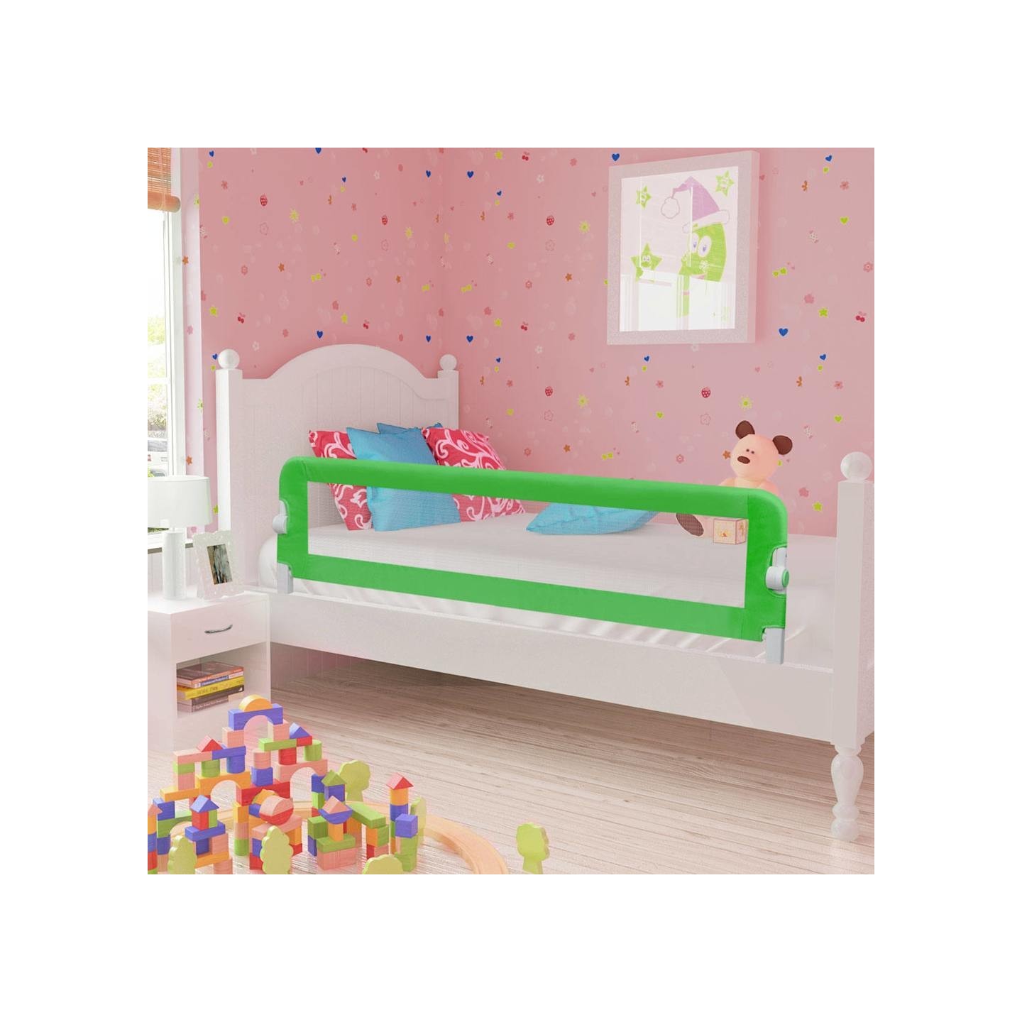 Barrière de lit de sécurité pour tout-petits 2pcs Vert 150x42cm