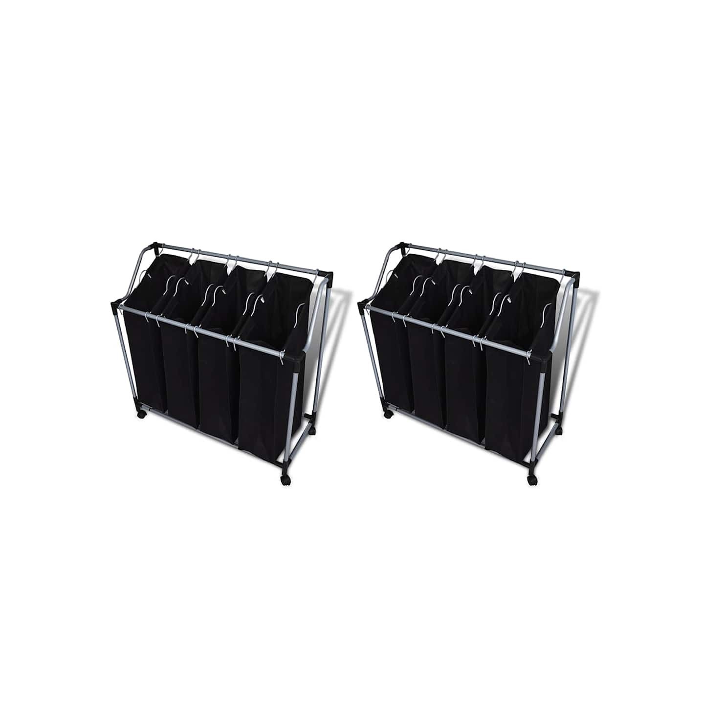 Trieuses à linge avec sacs 2 pcs Noir et Gris