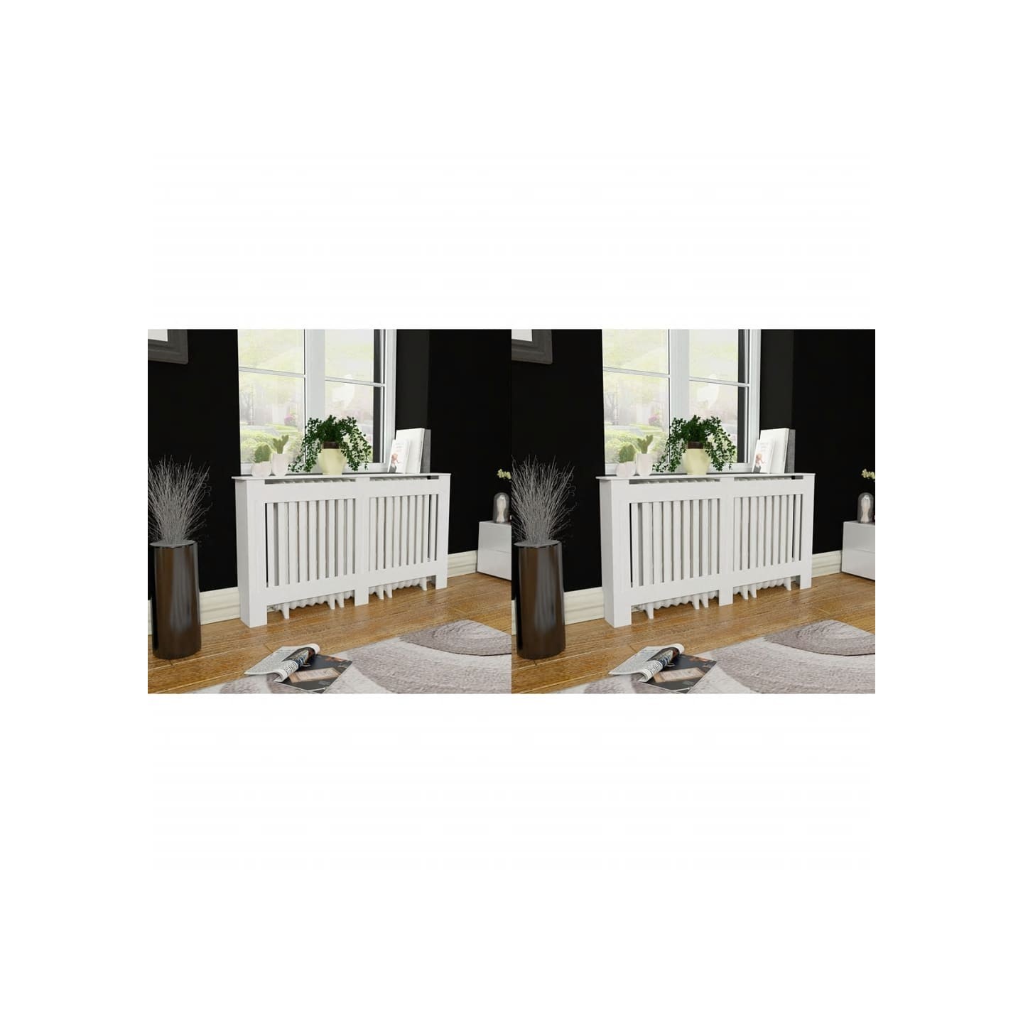 Cache-radiateurs 2 pcs blanc bois d'ingénierie 152 cm