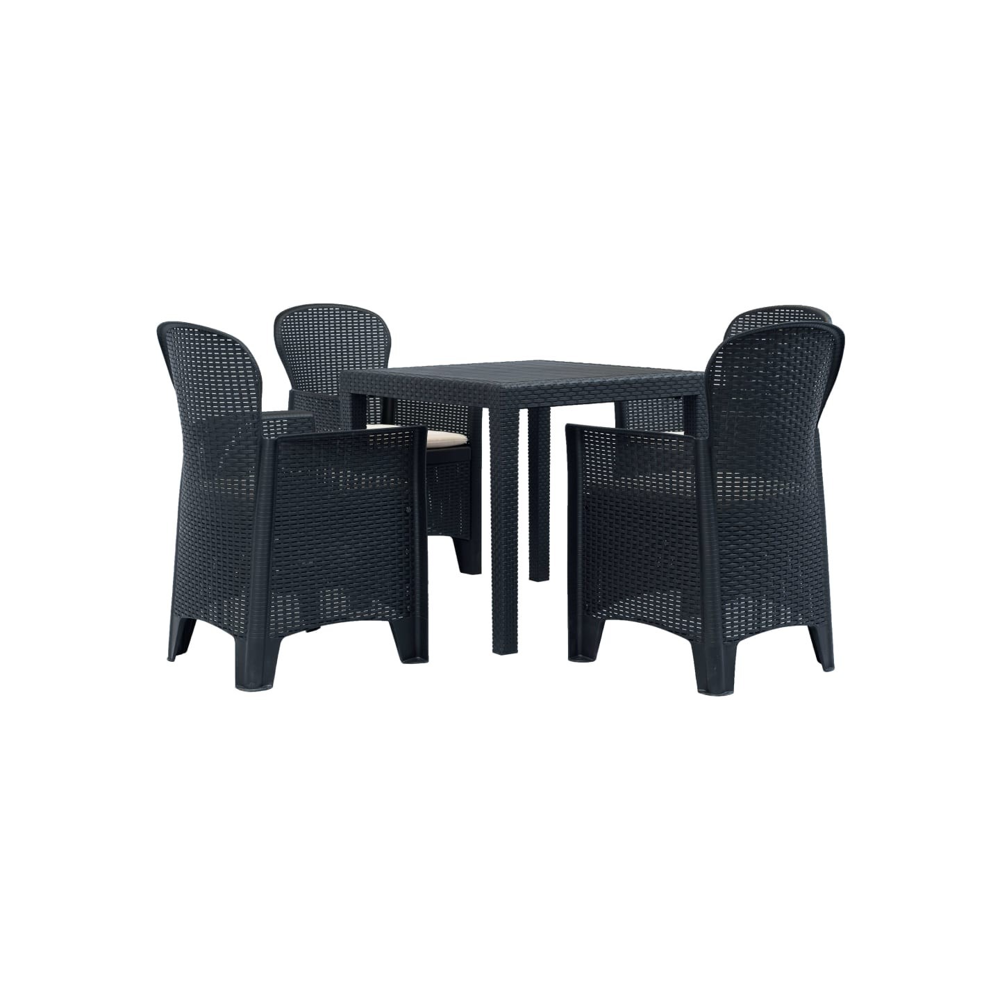 Ensemble à manger d'extérieur 5 pcs Plastique Aspect de rotin