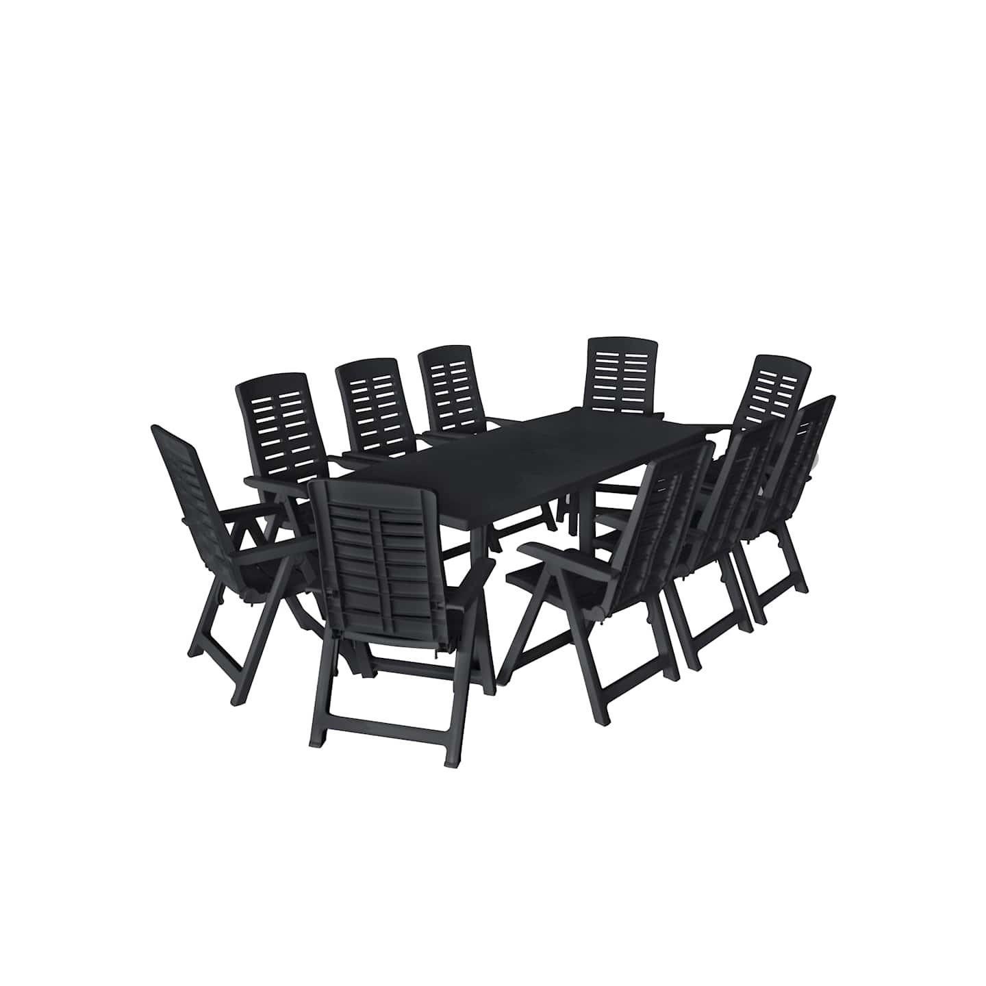 Ensemble à manger d'extérieur 11 pcs Plastique Anthracite