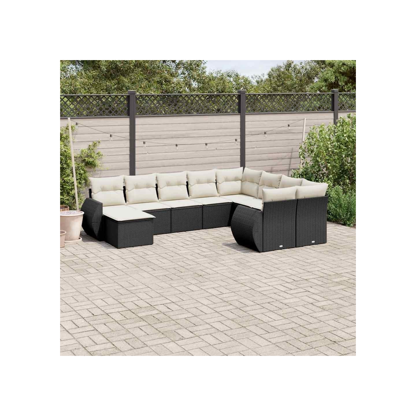 Patio Sofa Set 9 place Noir et Crème