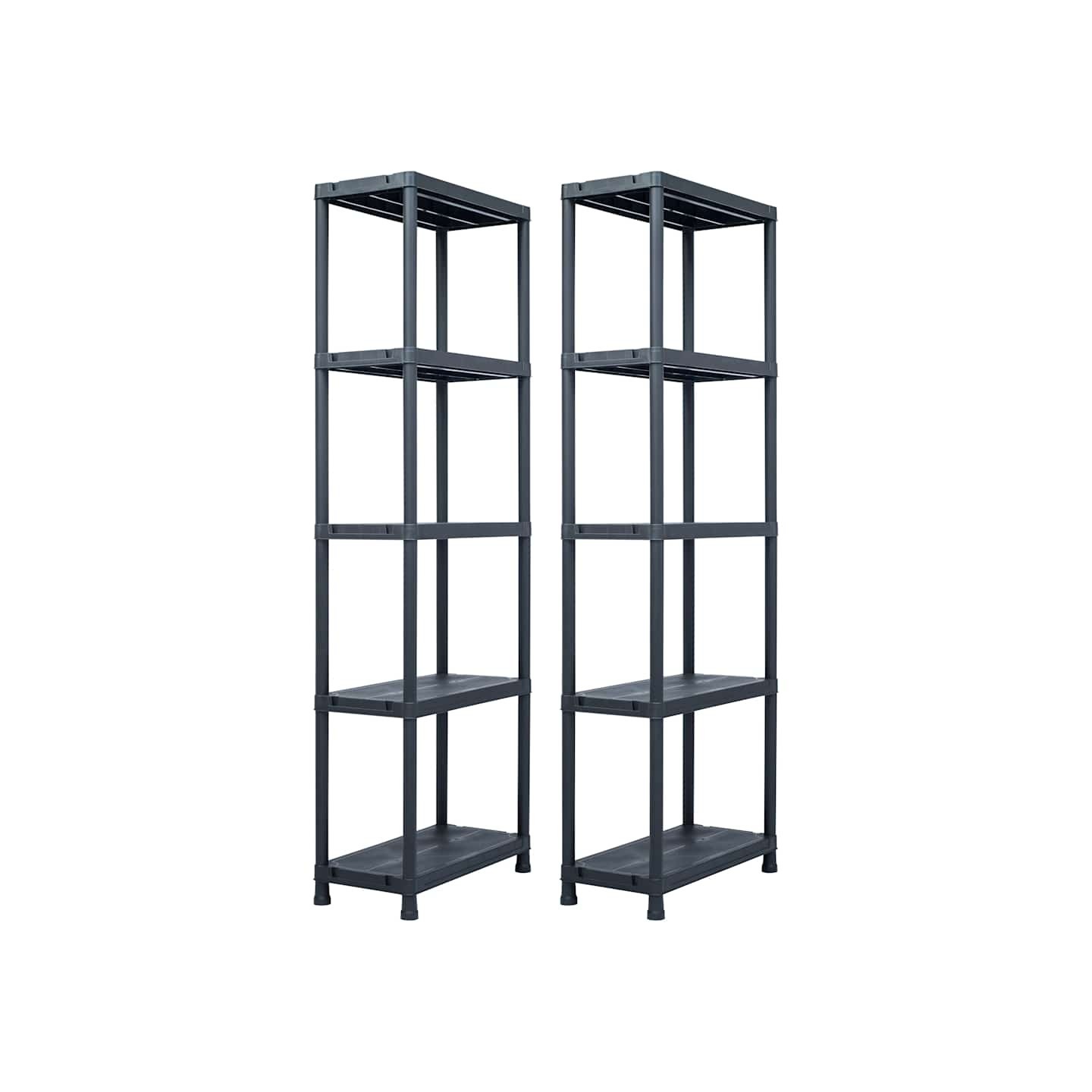 Étagères de rangement 2 pcs Noir 125 kg 60x30x180 cm Plastique